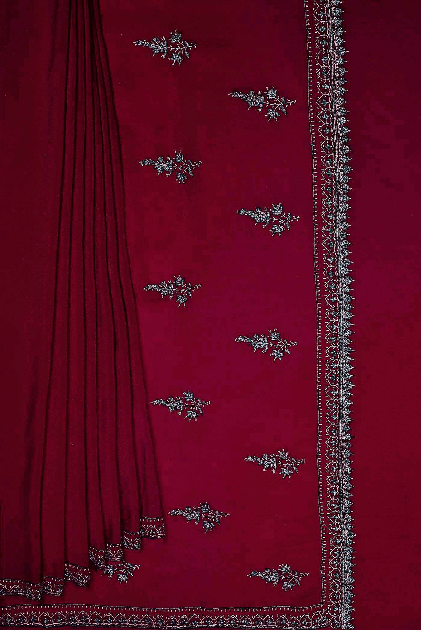 Maroon Crepe Saree