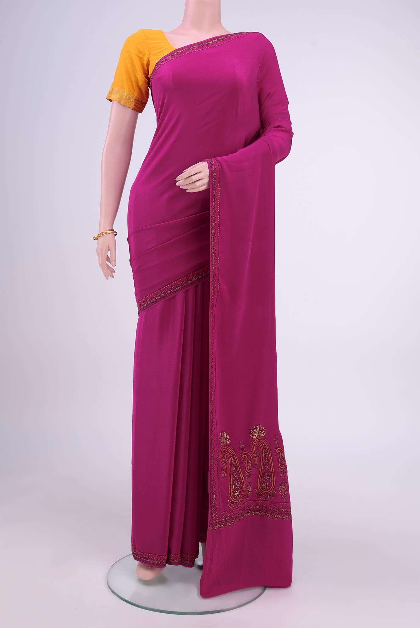 Rani Pink Kashmiri Saree