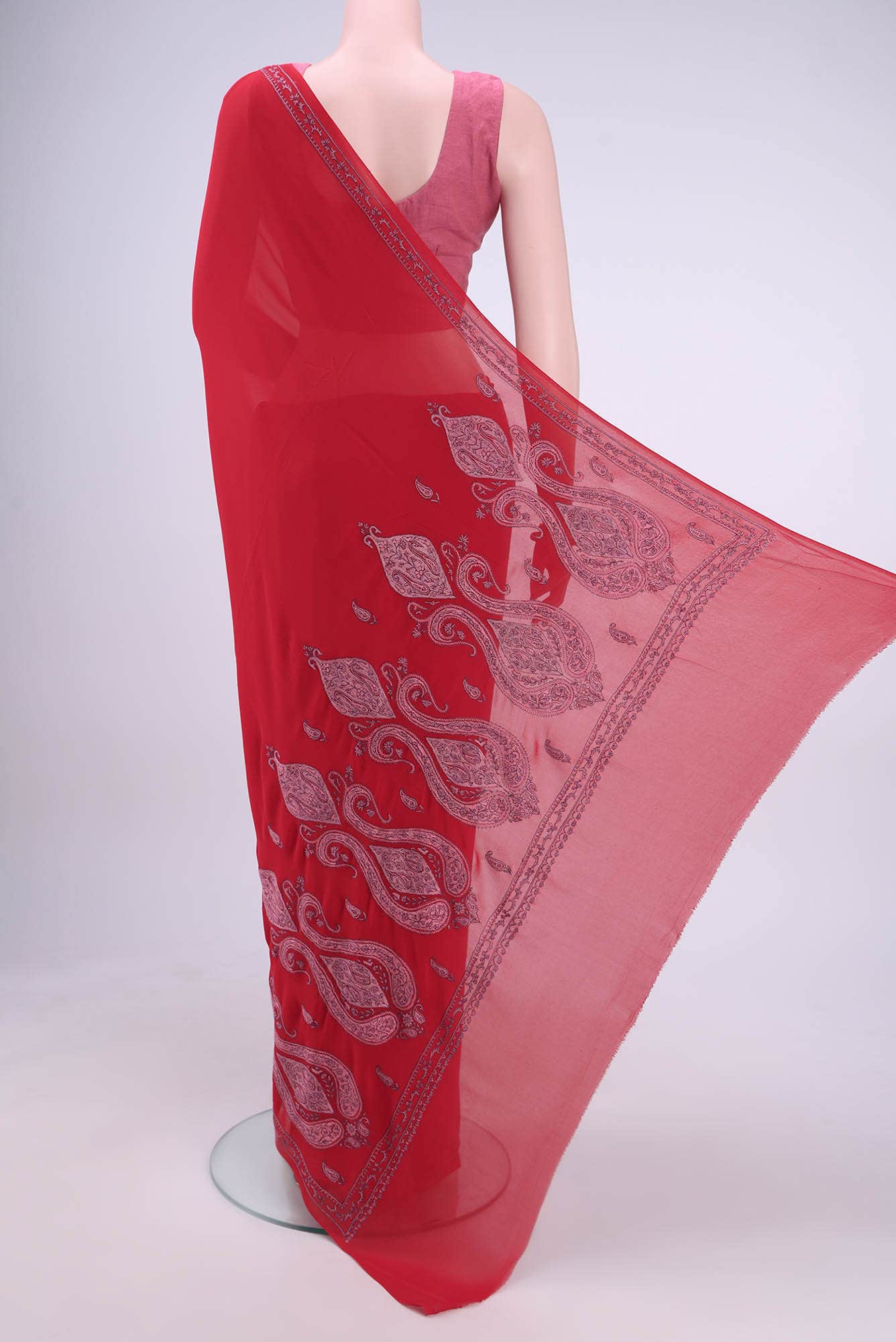 Deep Red Kashmiri Saree
