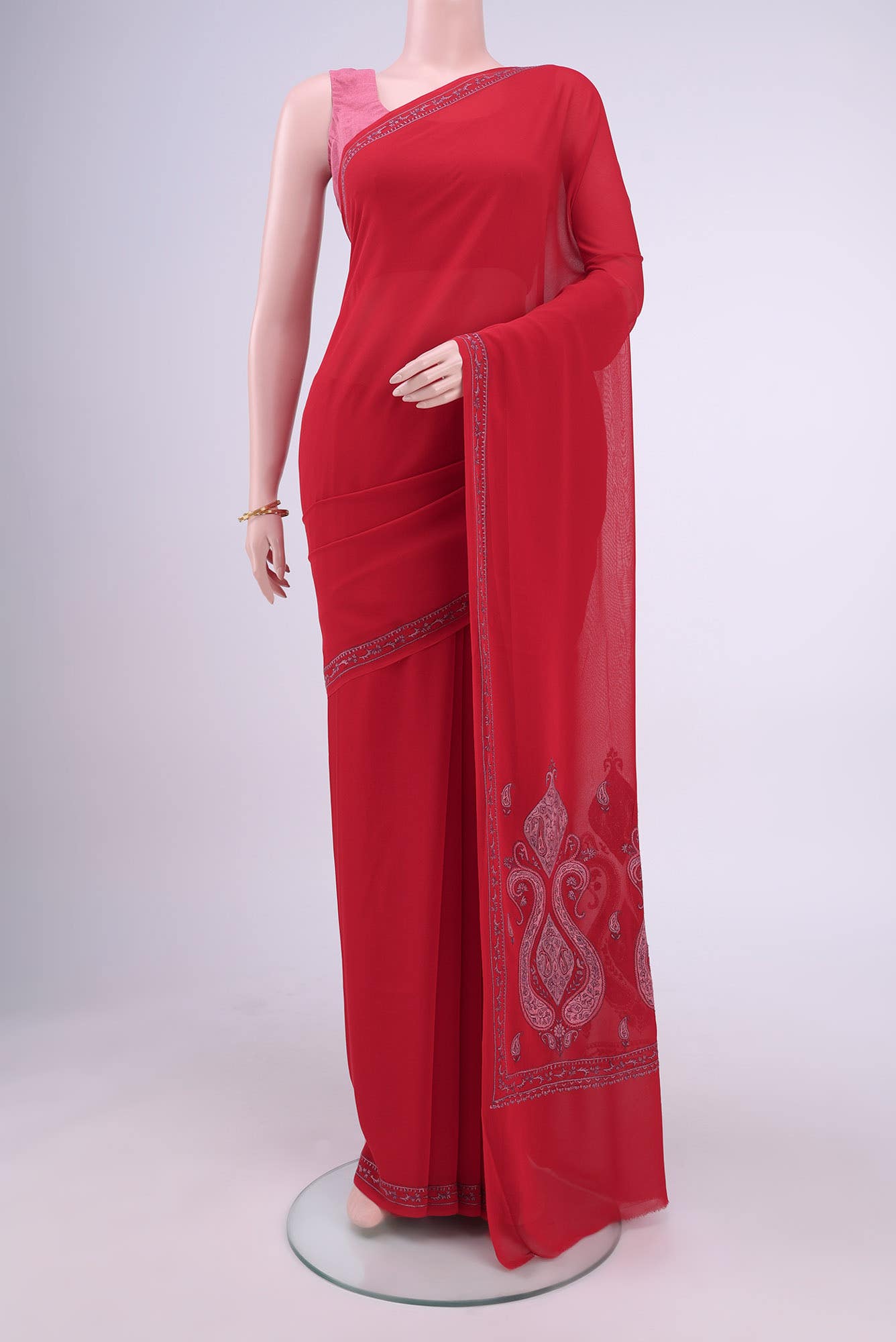 Deep Red Kashmiri Saree