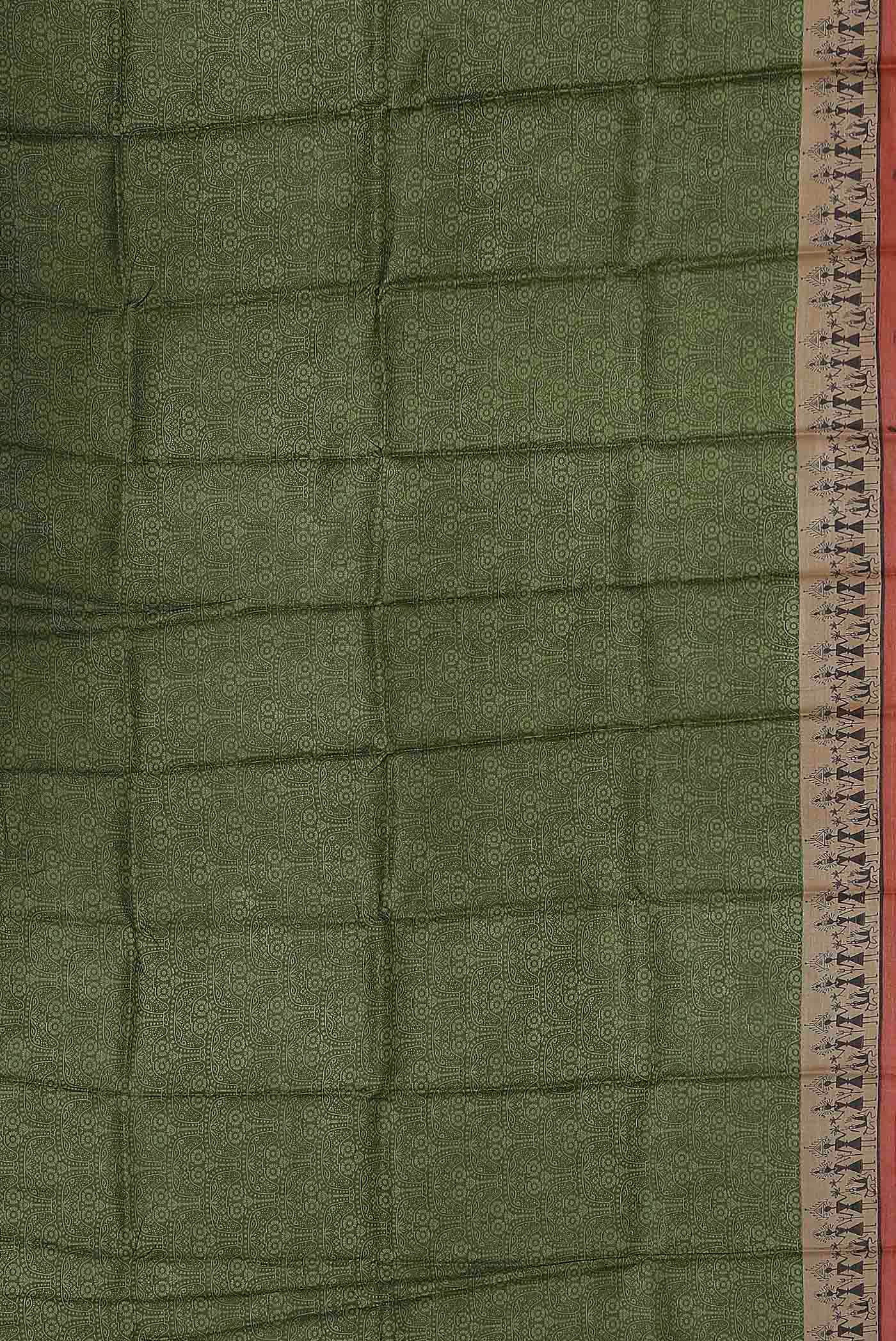 Green Bhagalpuri Tussar Silk Saree