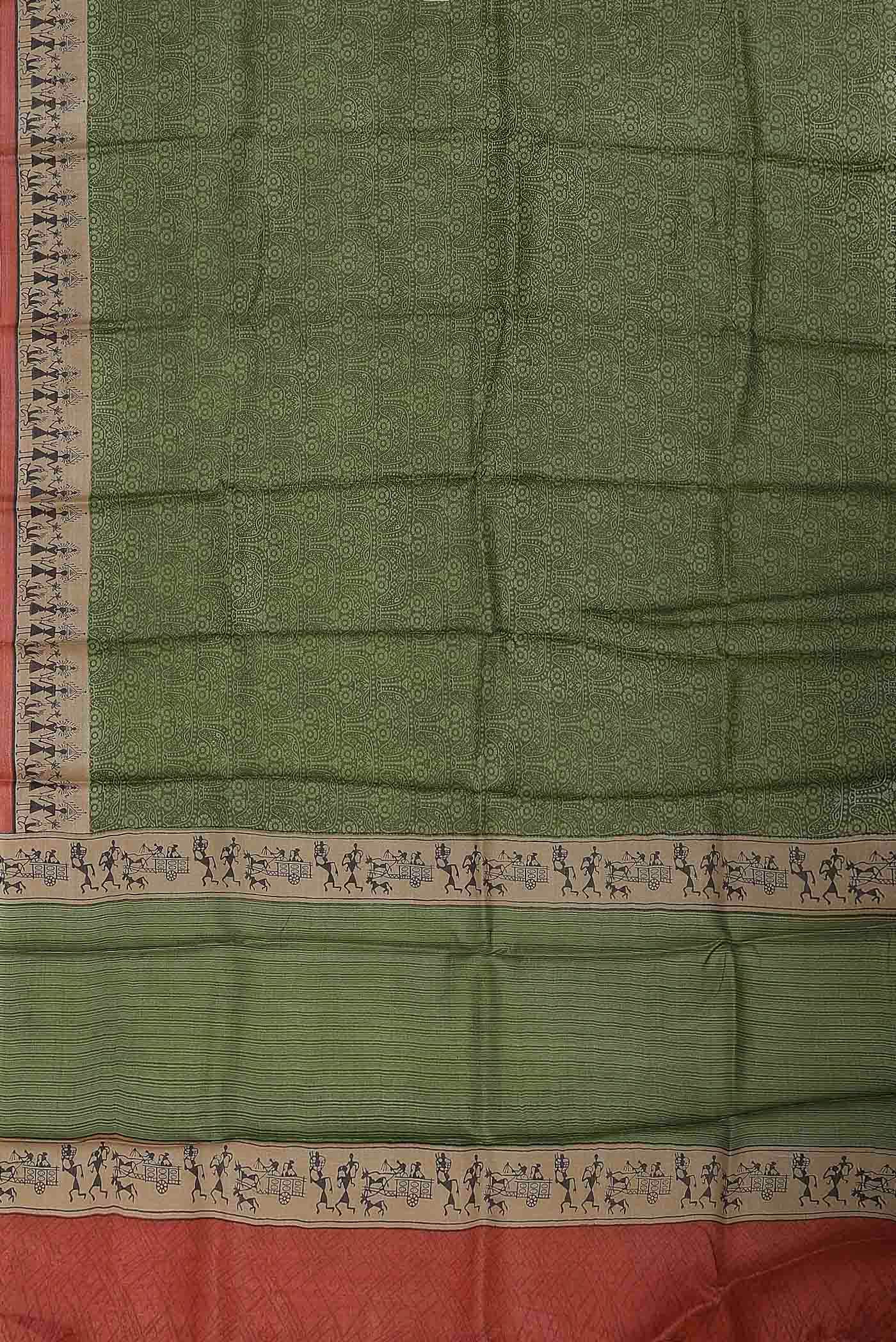 Green Bhagalpuri Tussar Silk Saree