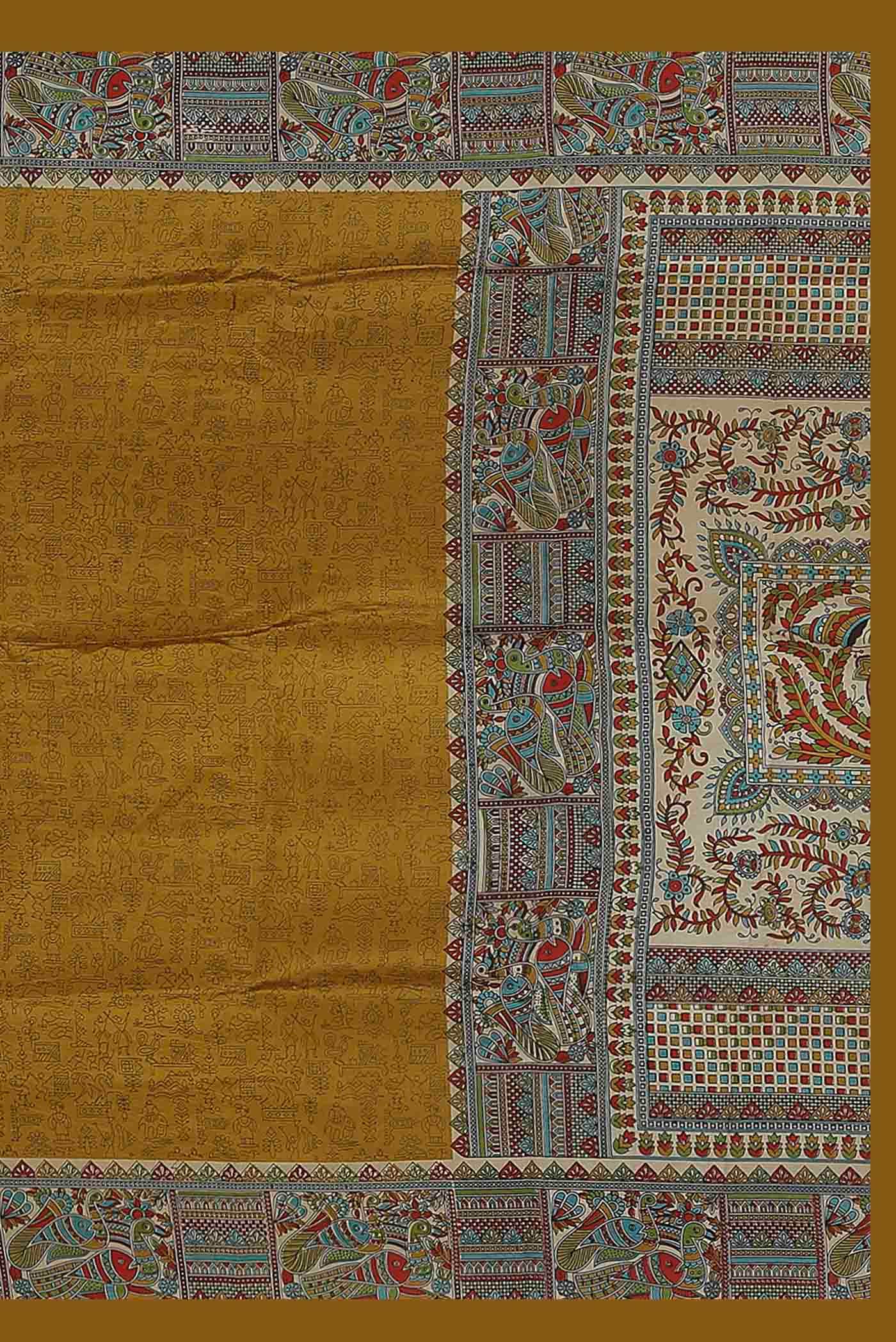 Mustard Tussar Silk Saree