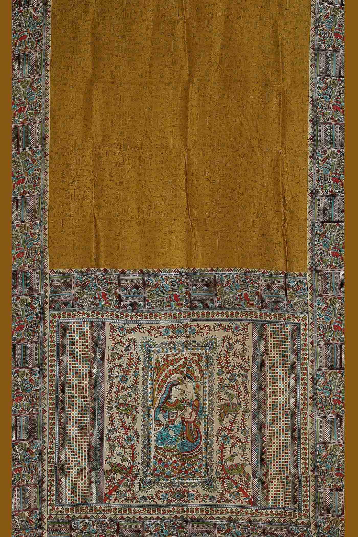 Mustard Tussar Silk Saree