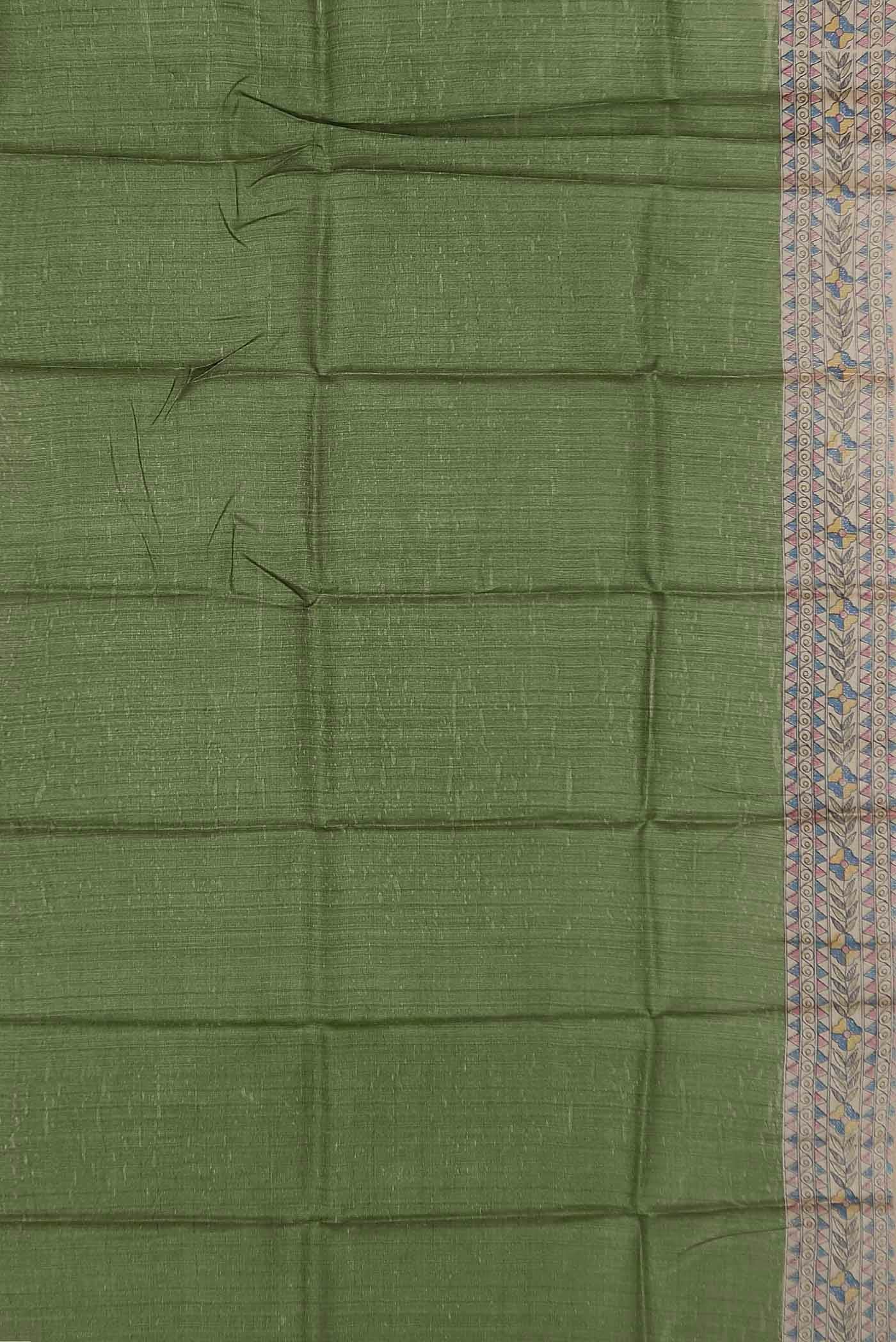 Green Bhagalpuri Tussar Silk Saree
