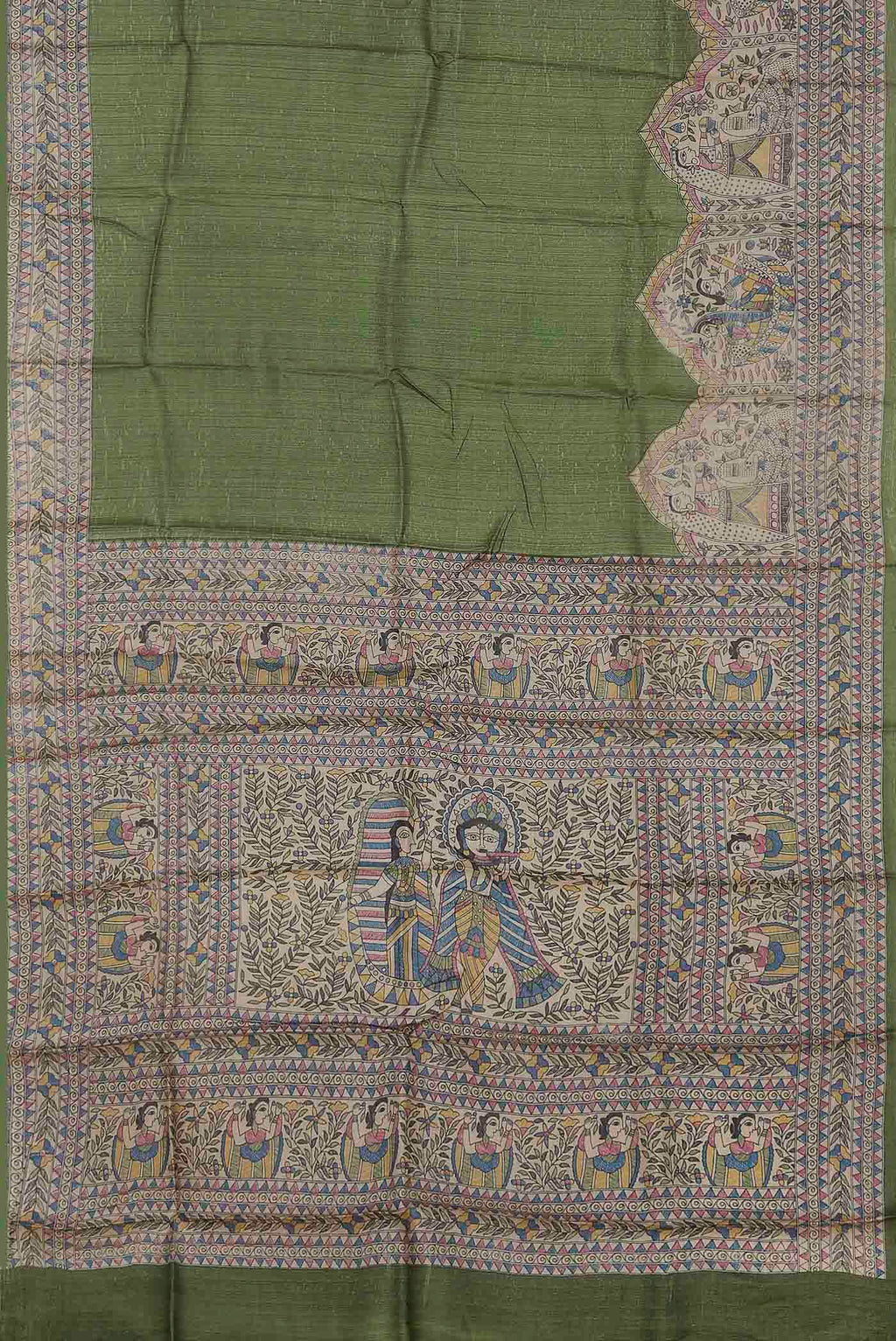 Green Bhagalpuri Tussar Silk Saree
