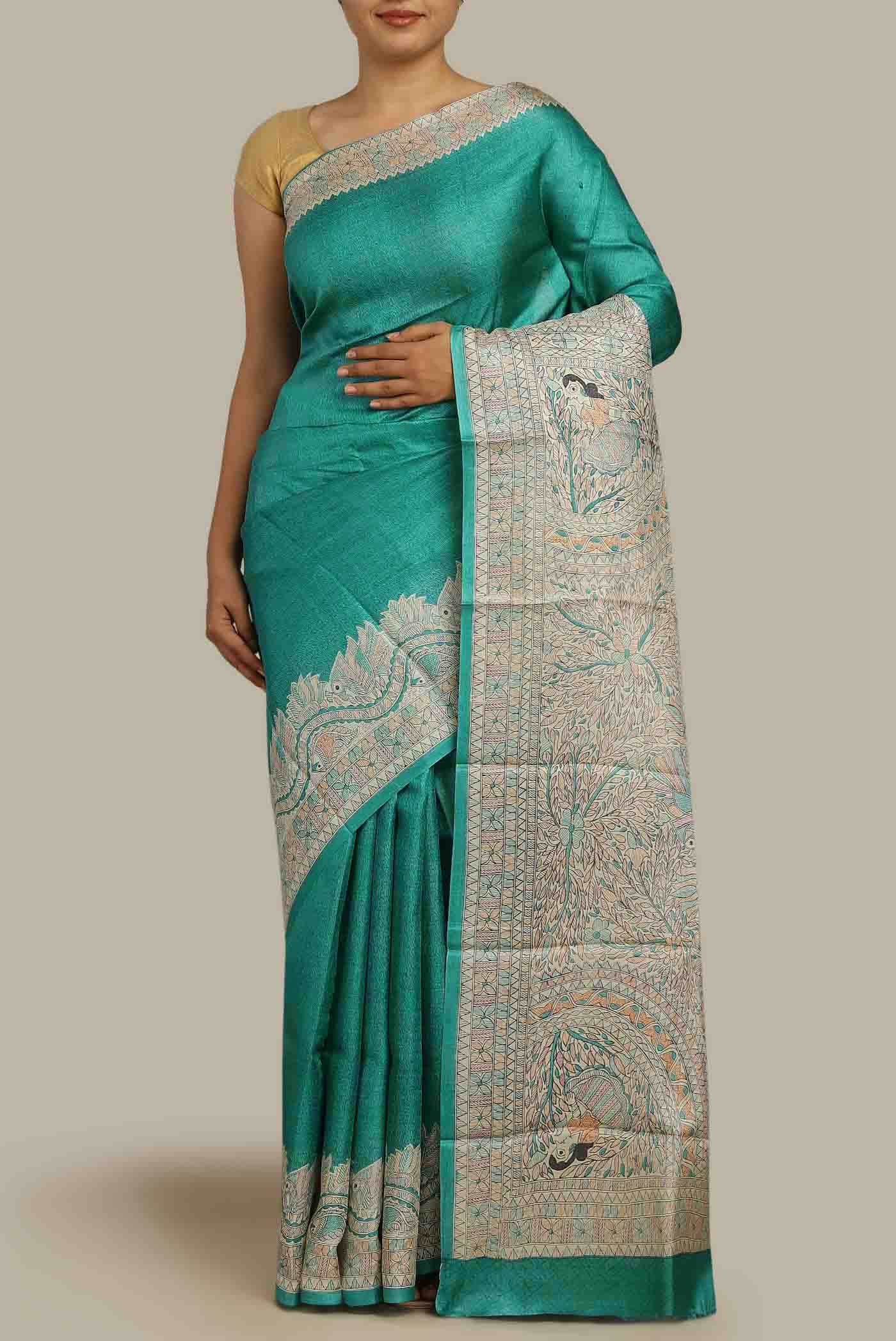 Green Tussar Silk Saree