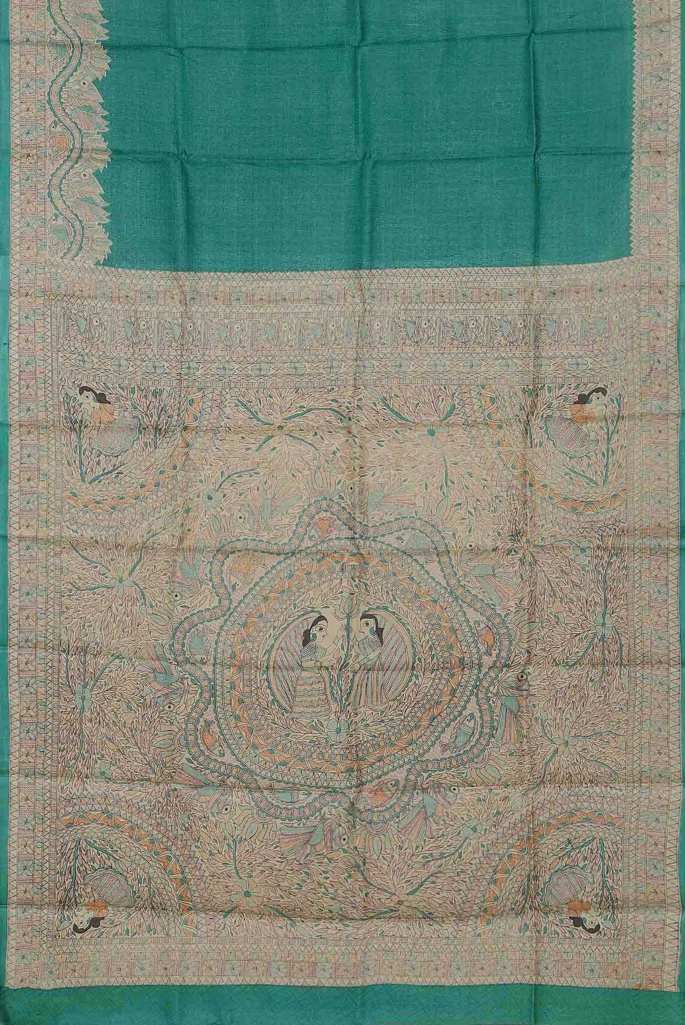 Green Tussar Silk Saree