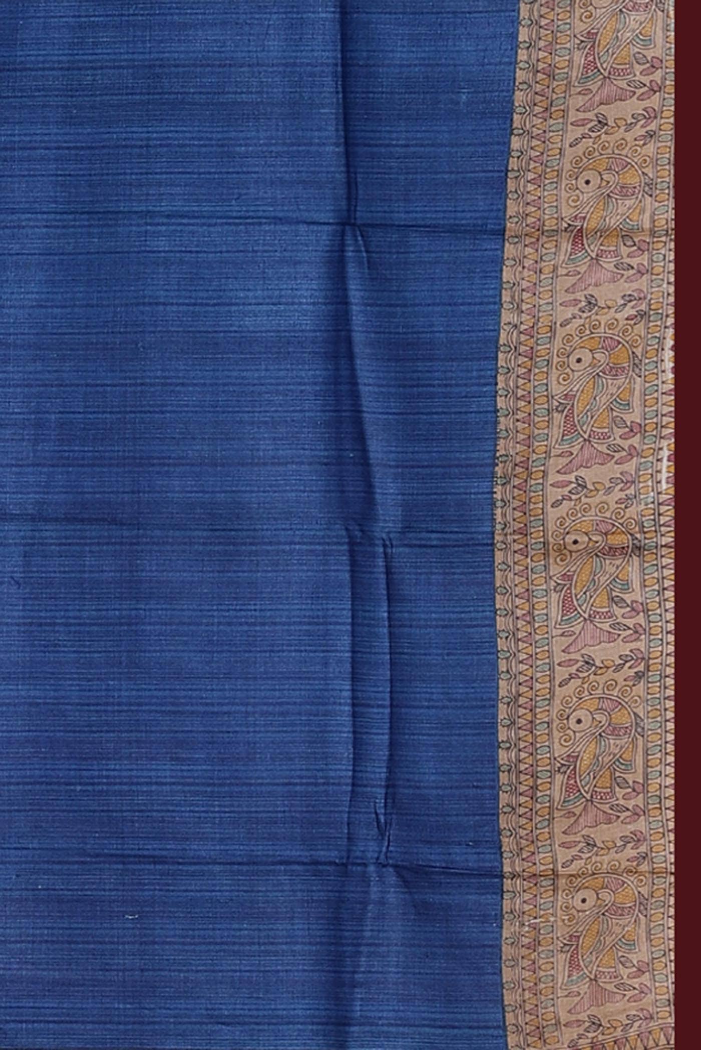 Blue Bhagalpuri Tussar Silk Saree