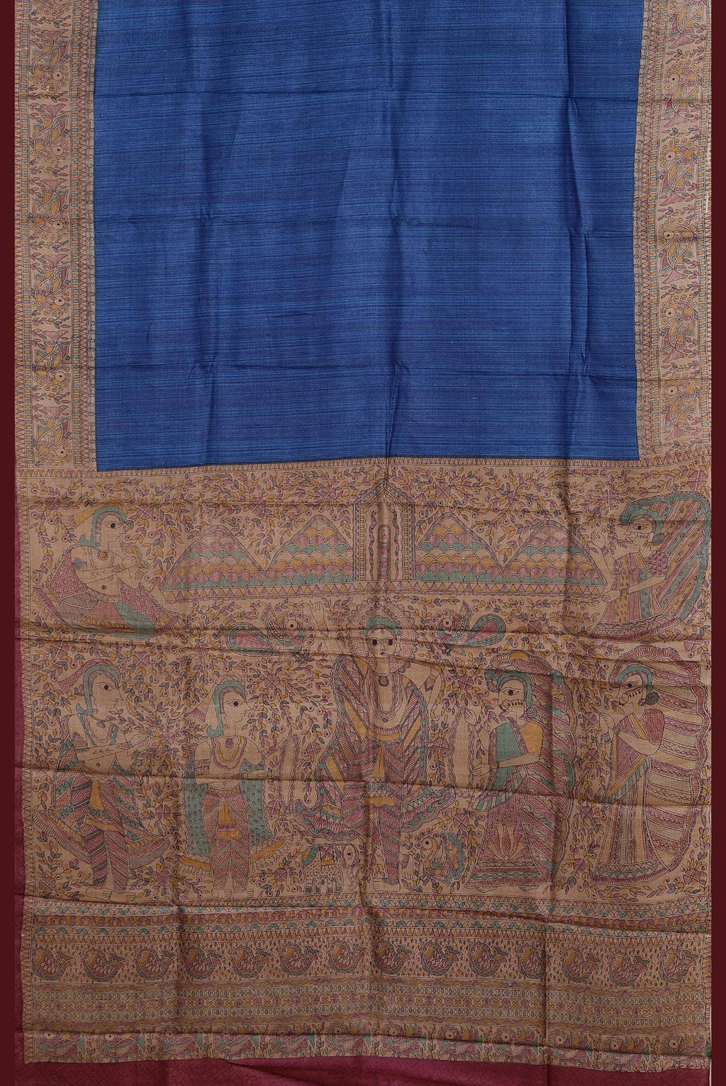 Blue Bhagalpuri Tussar Silk Saree