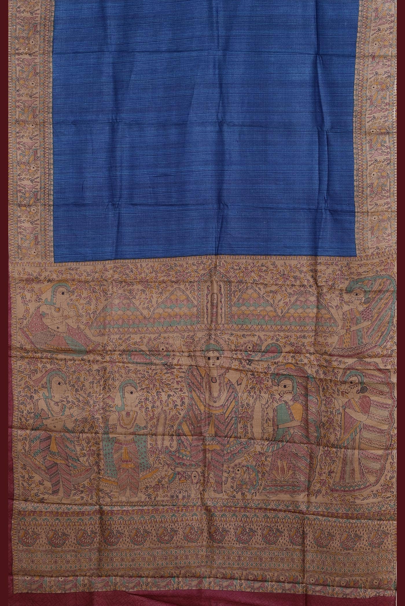 Blue Bhagalpuri Tussar Silk Saree
