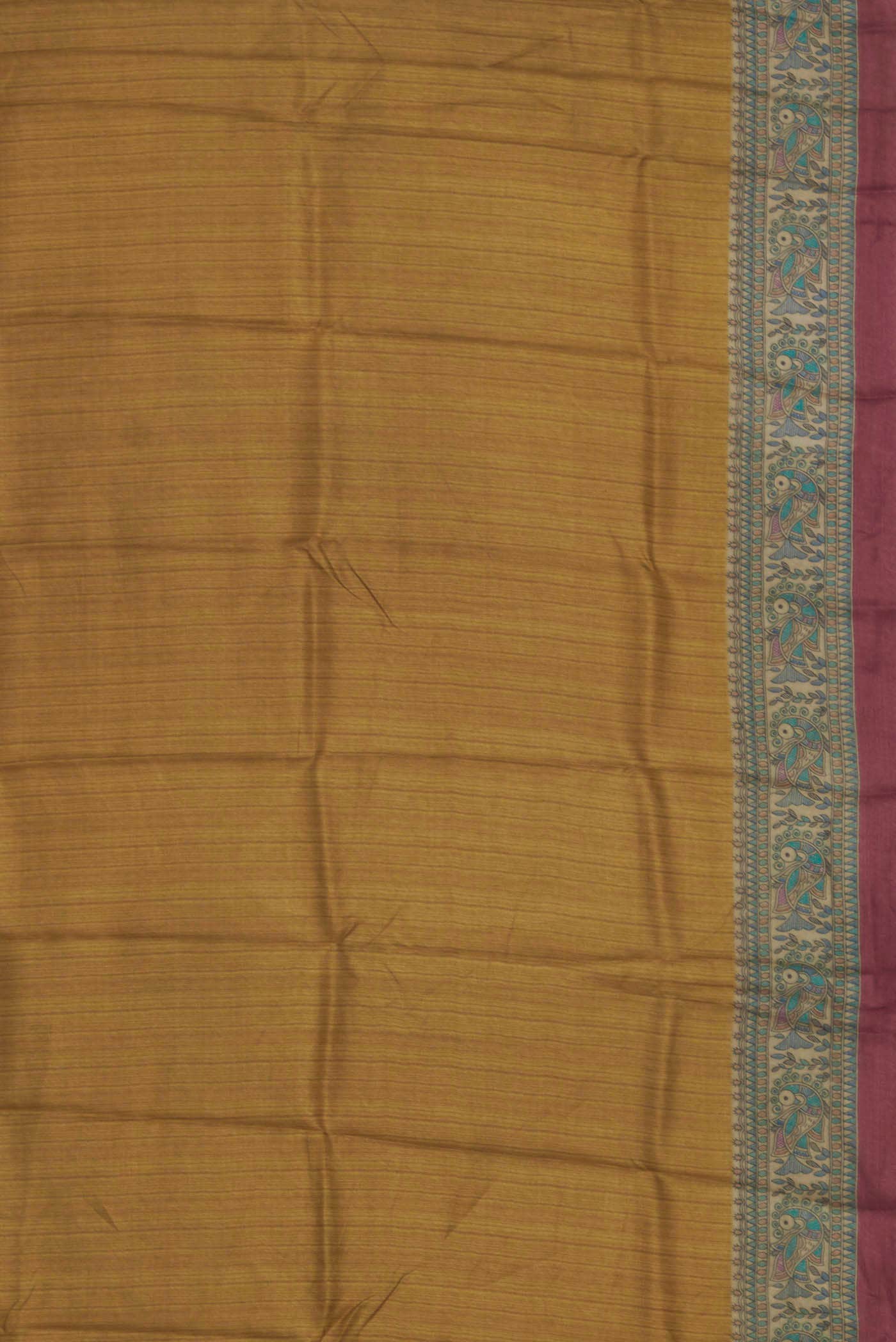Mustard Tussar Silk Saree