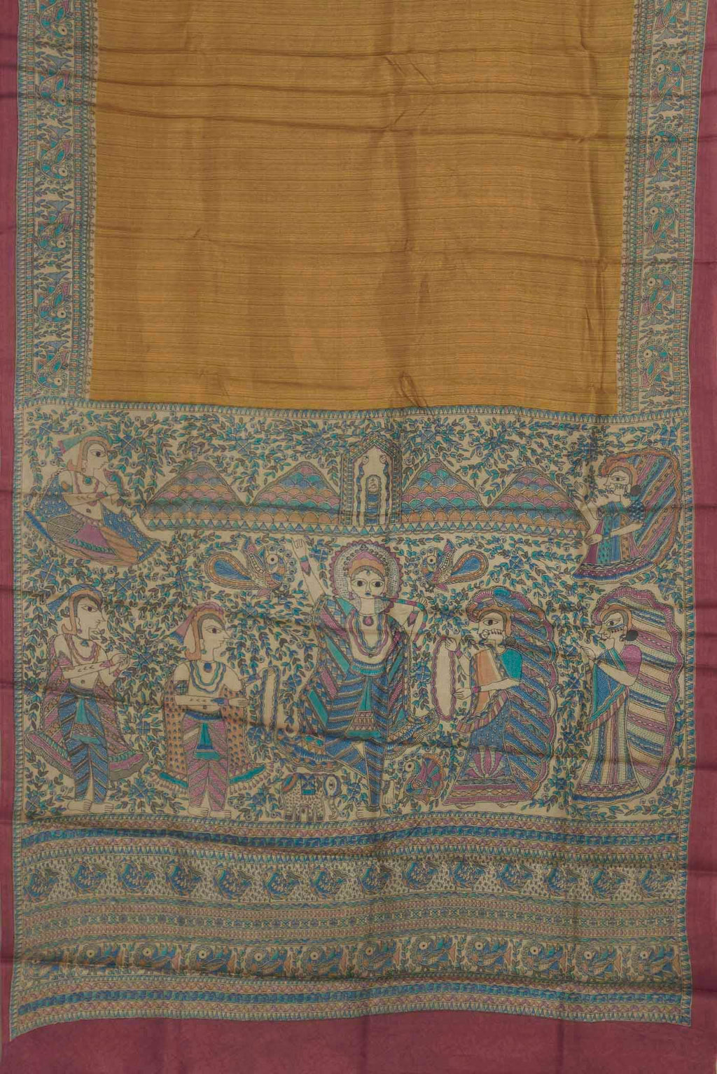 Mustard Tussar Silk Saree