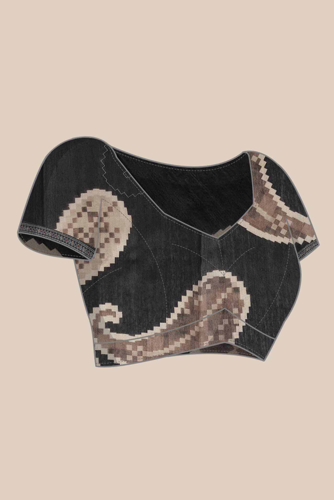 Black Tussar Silk Saree