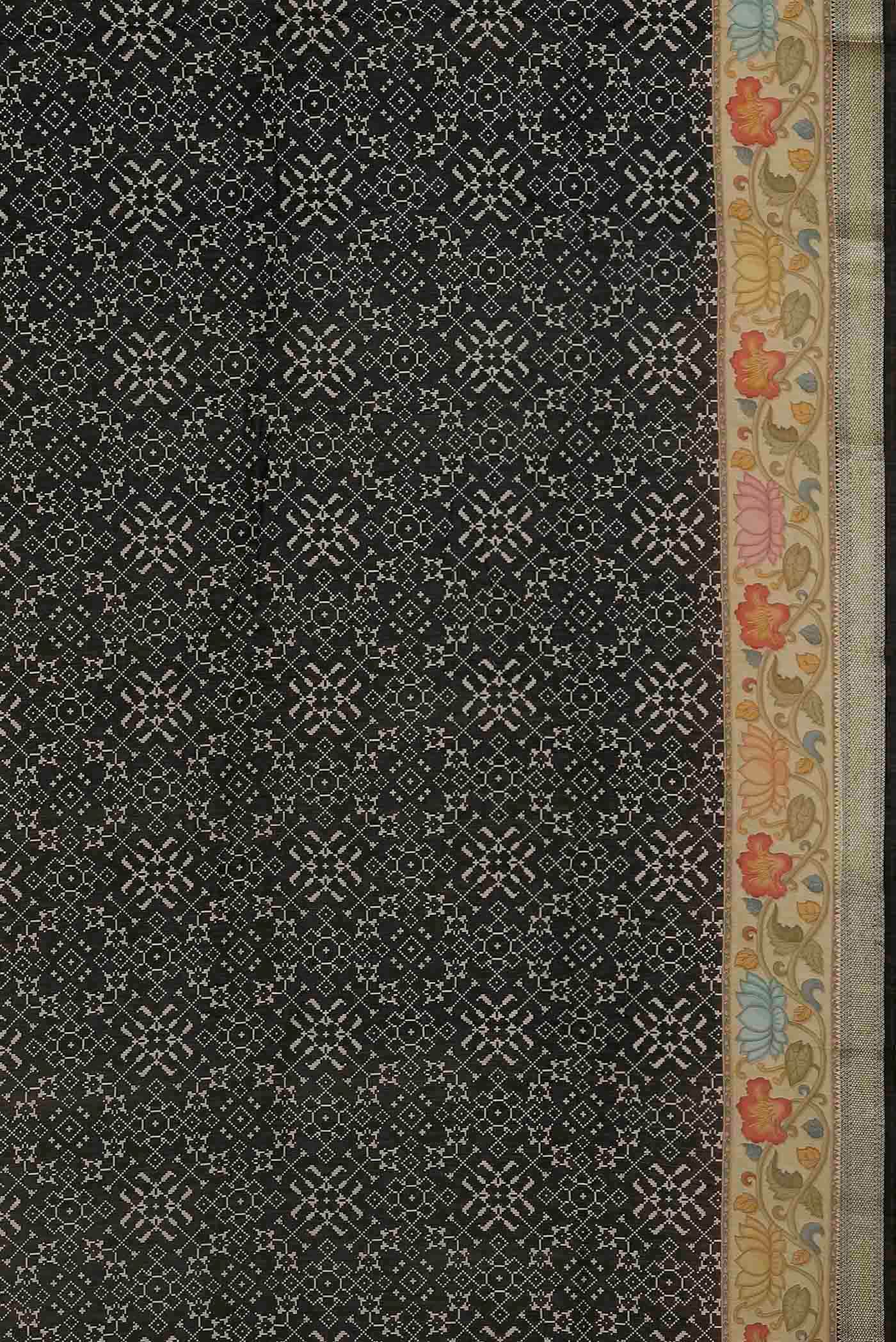 Black Bhagalpuri Tussar Silk Saree