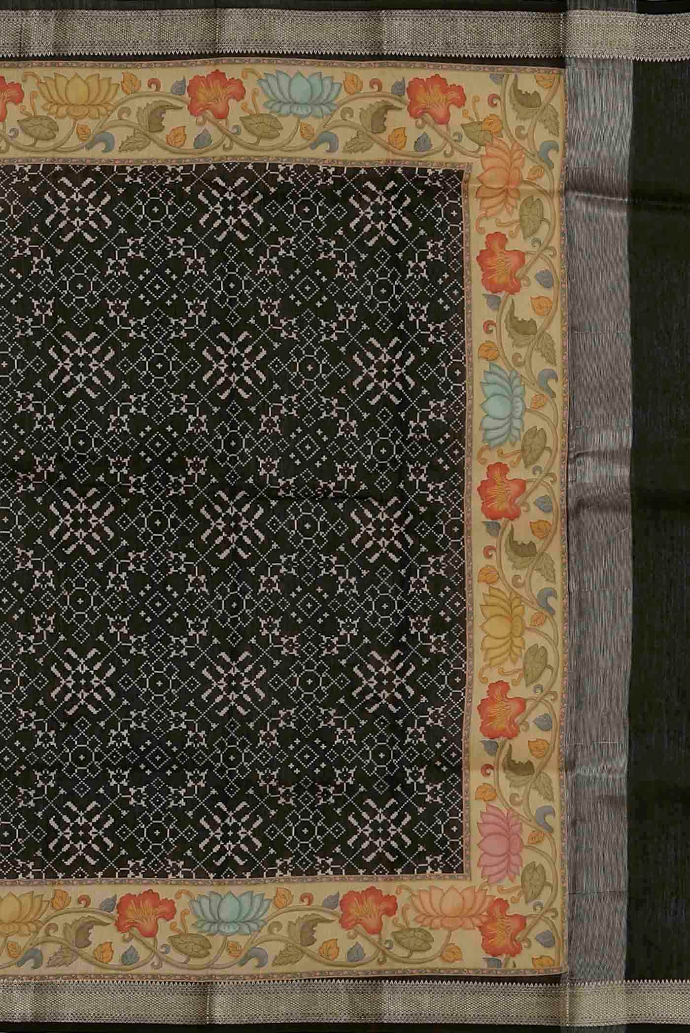 Black Bhagalpuri Tussar Silk Saree