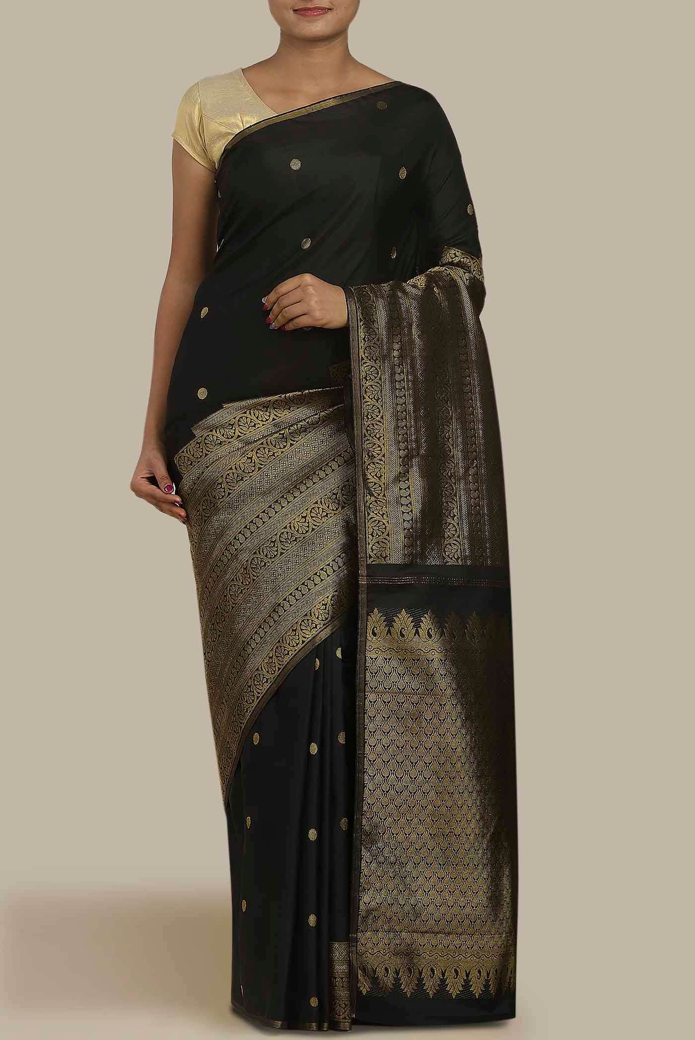 Black Kanchipuram Silk Saree