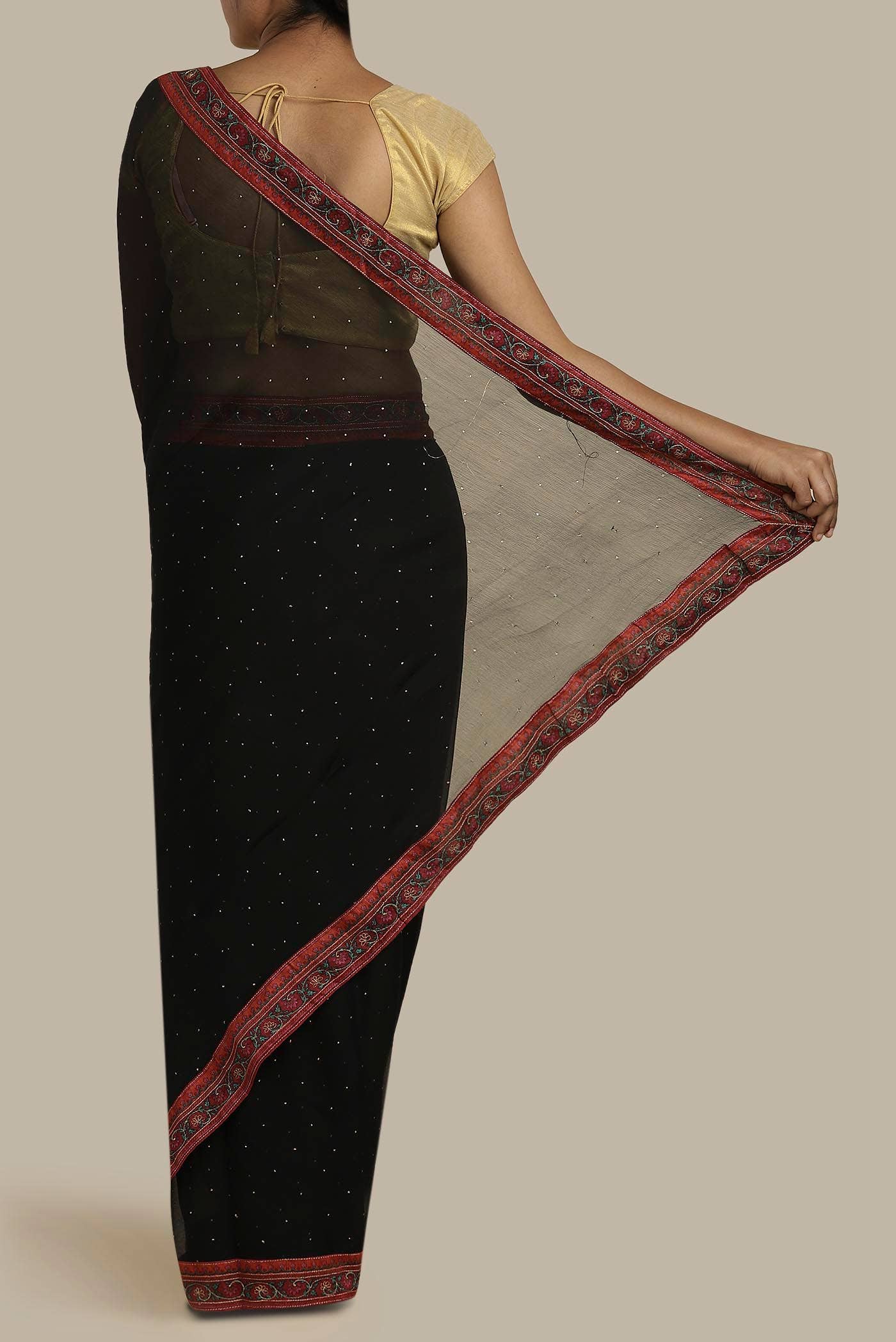 Black Mysore Chiffon Saree