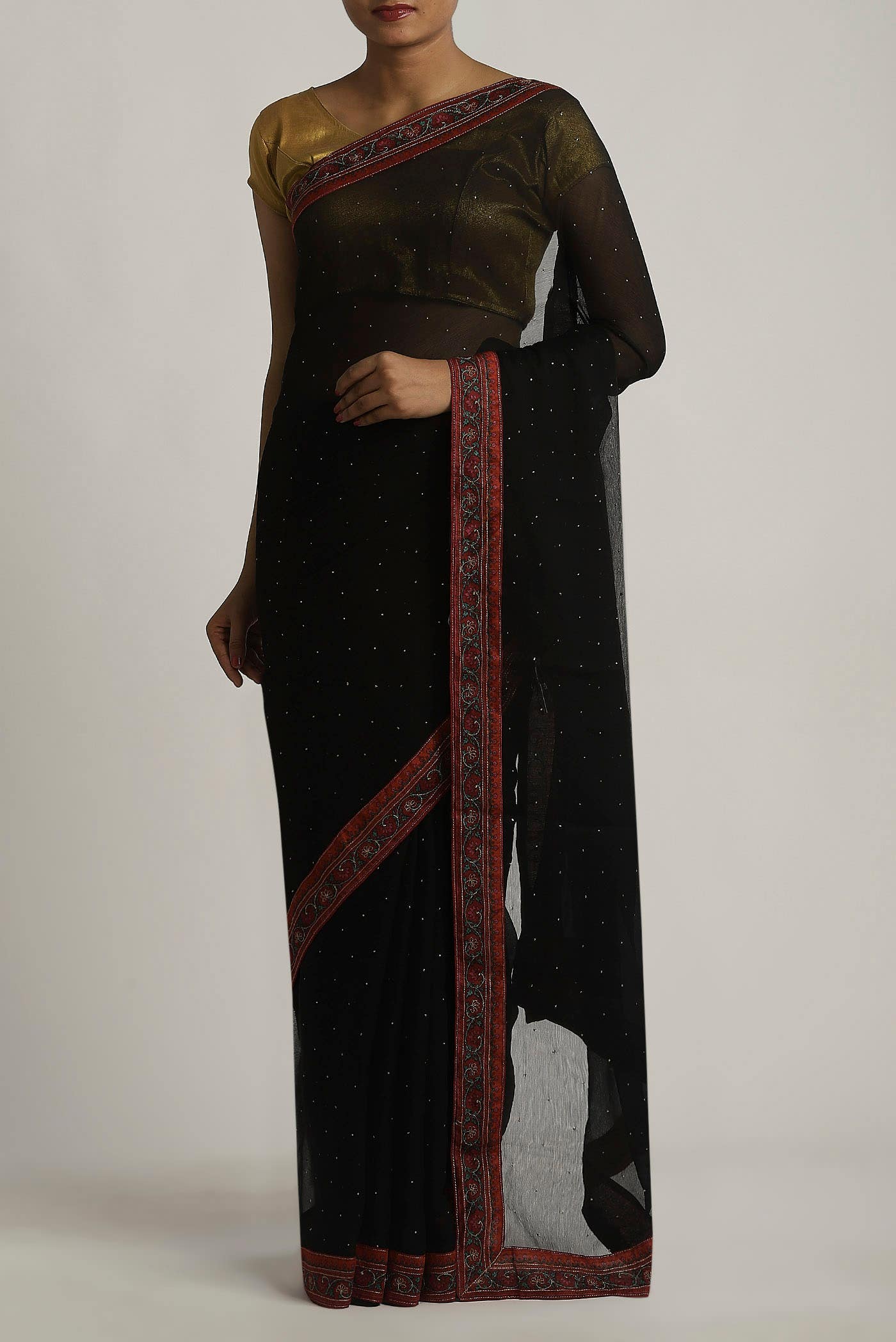 Black Mysore Chiffon Saree