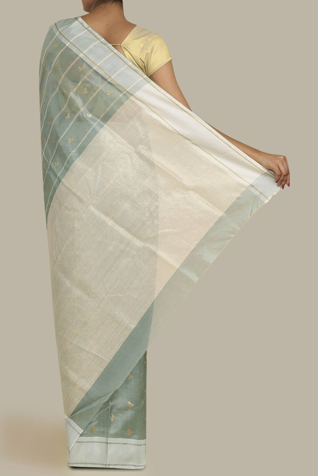 Grey Chanderi Silk Saree
