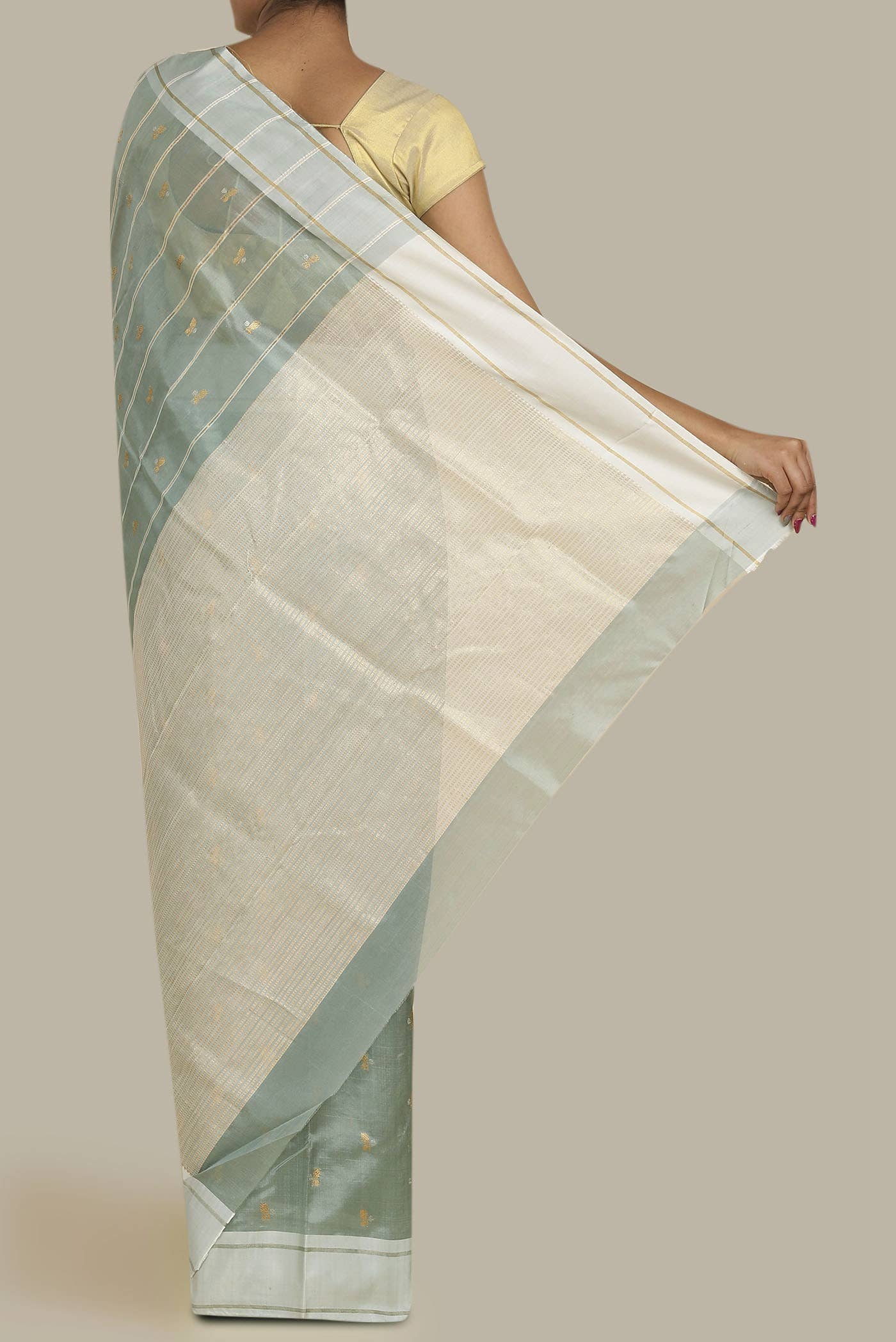 Grey Chanderi Silk Saree
