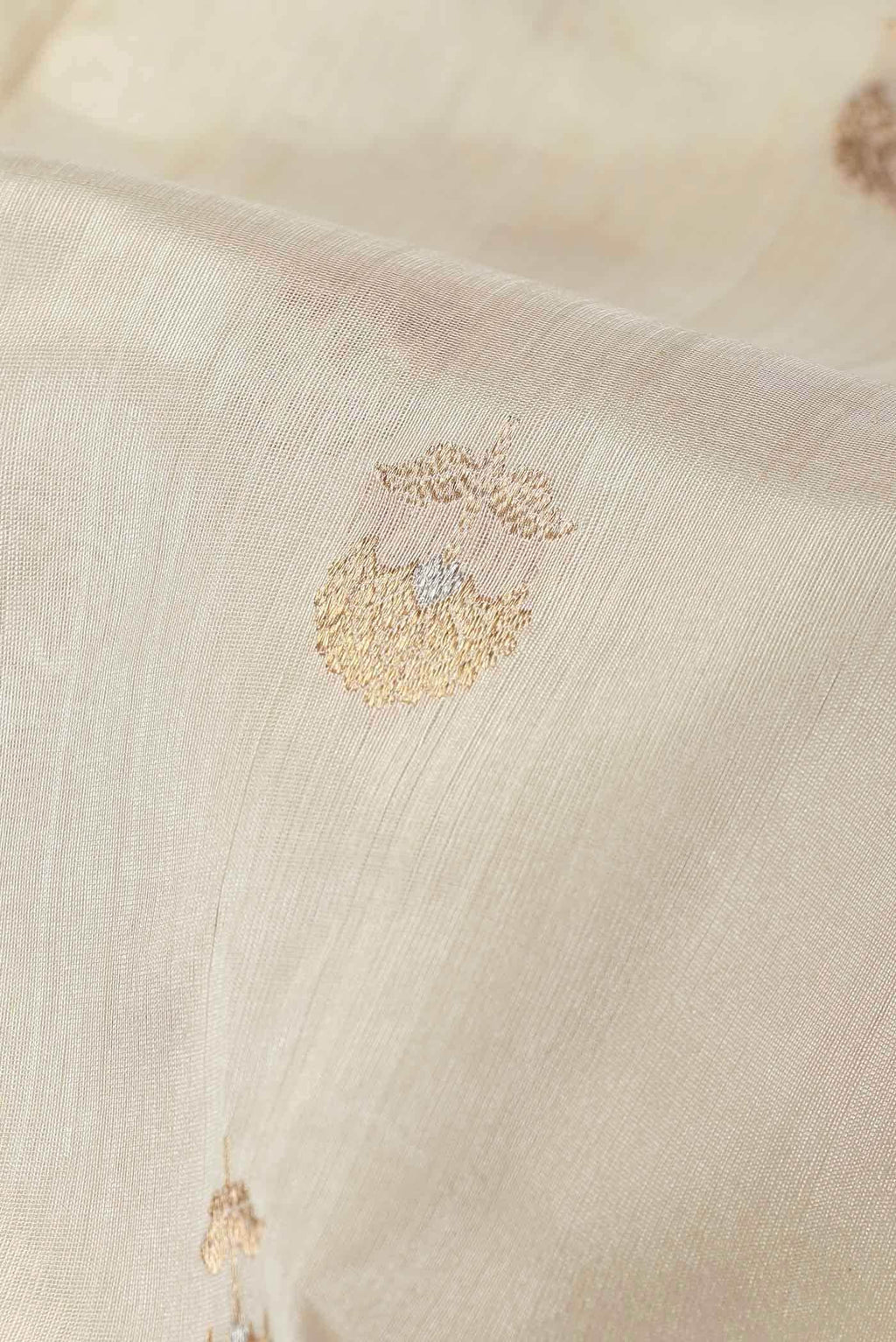 Cream Chanderi Silk Saree