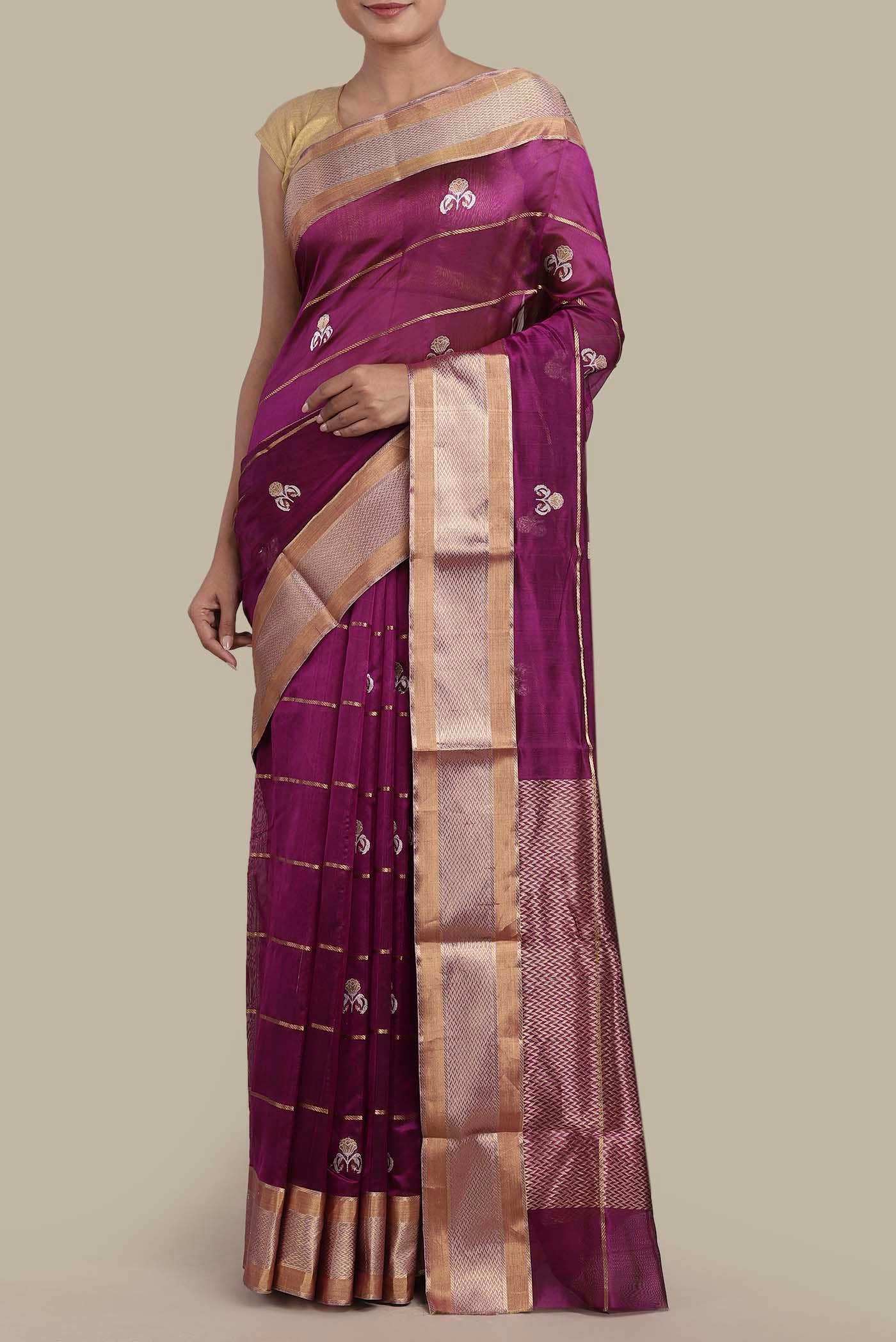 Purple Chanderi Silk Cotton Saree