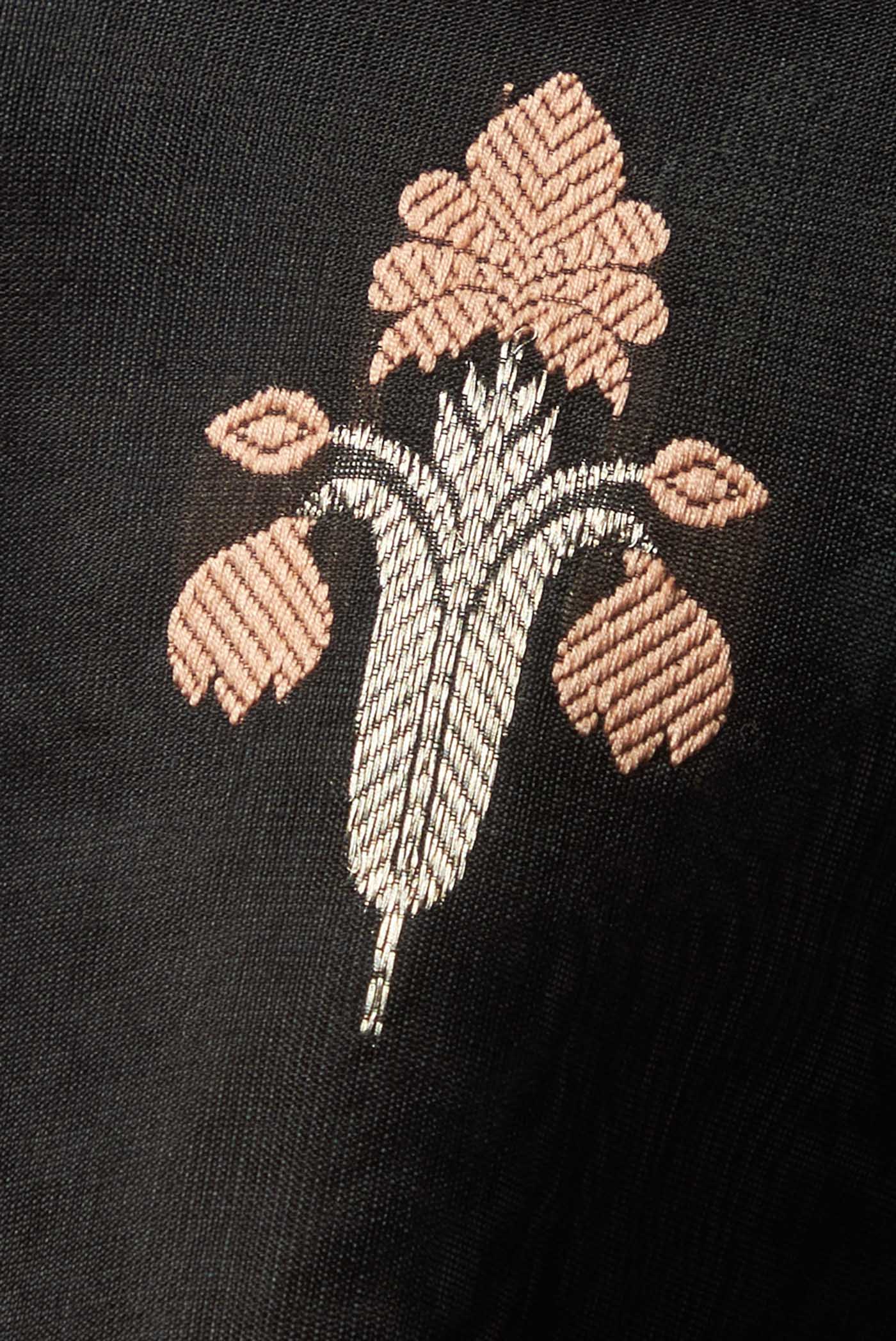 Black Chanderi Silk Cotton Saree