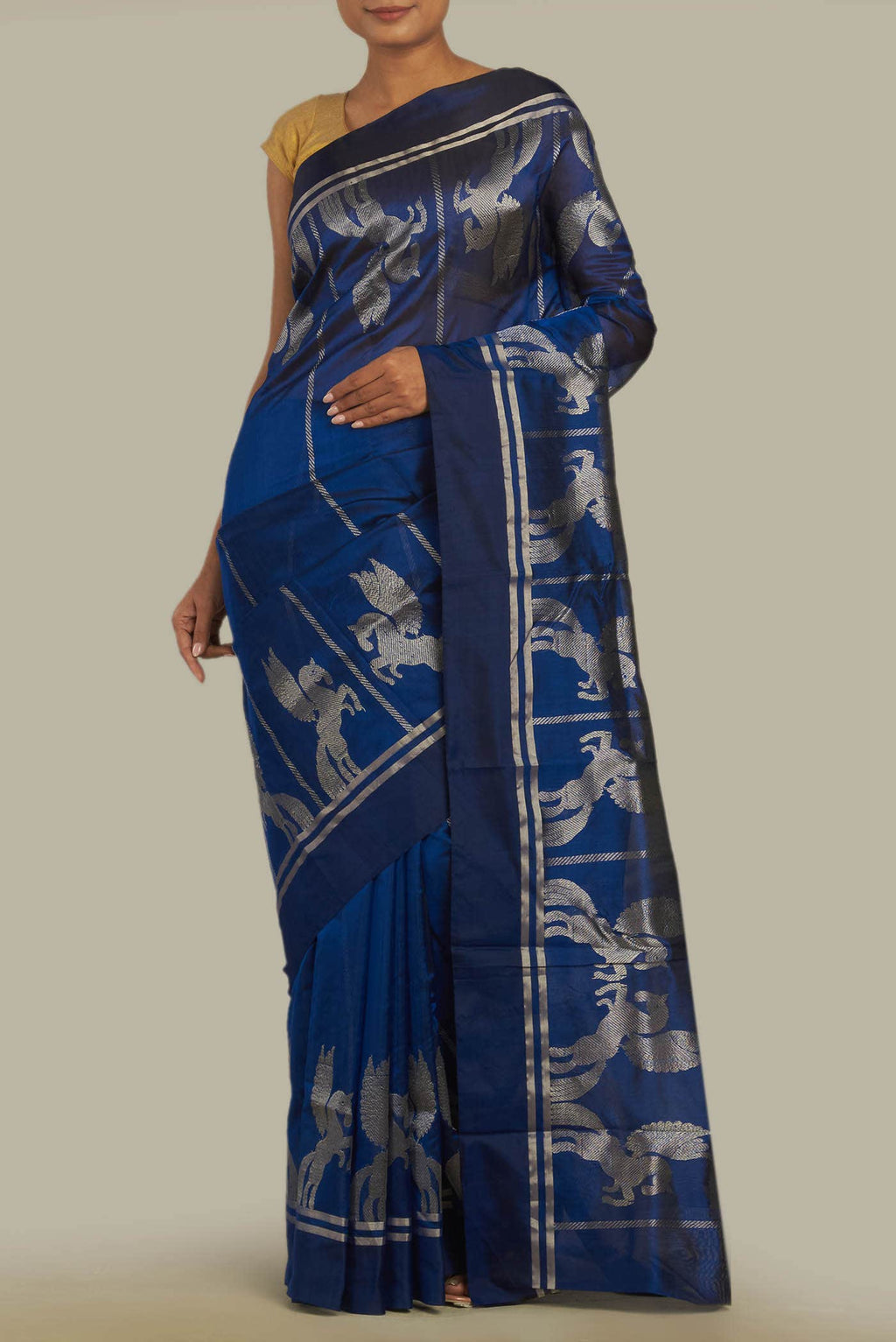 Blue Chanderi Silk Saree