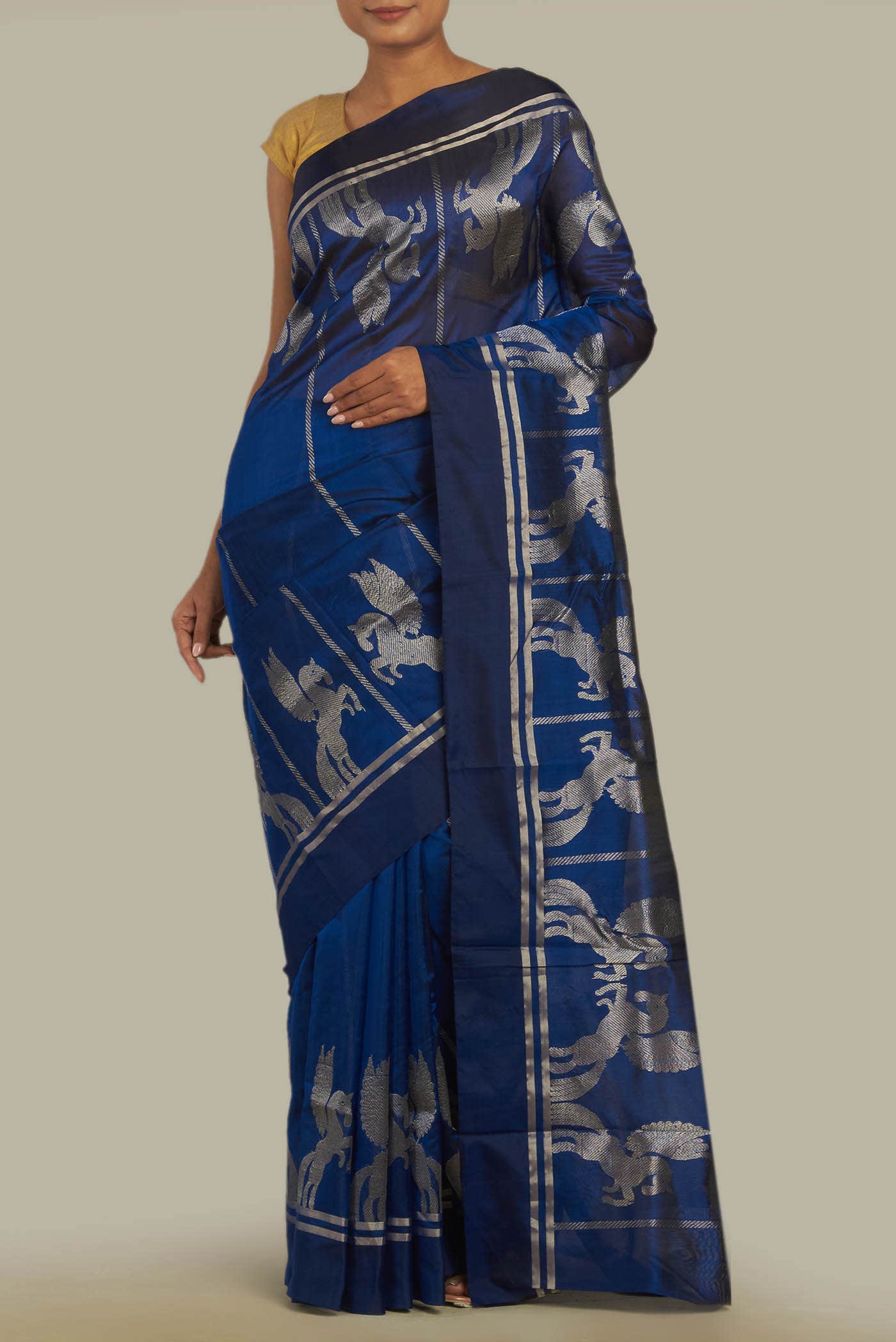 Blue Chanderi Silk Saree