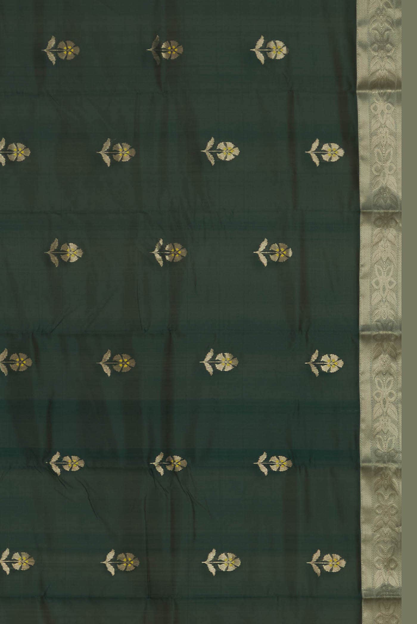 Bottle Green Chanderi Silk Saree