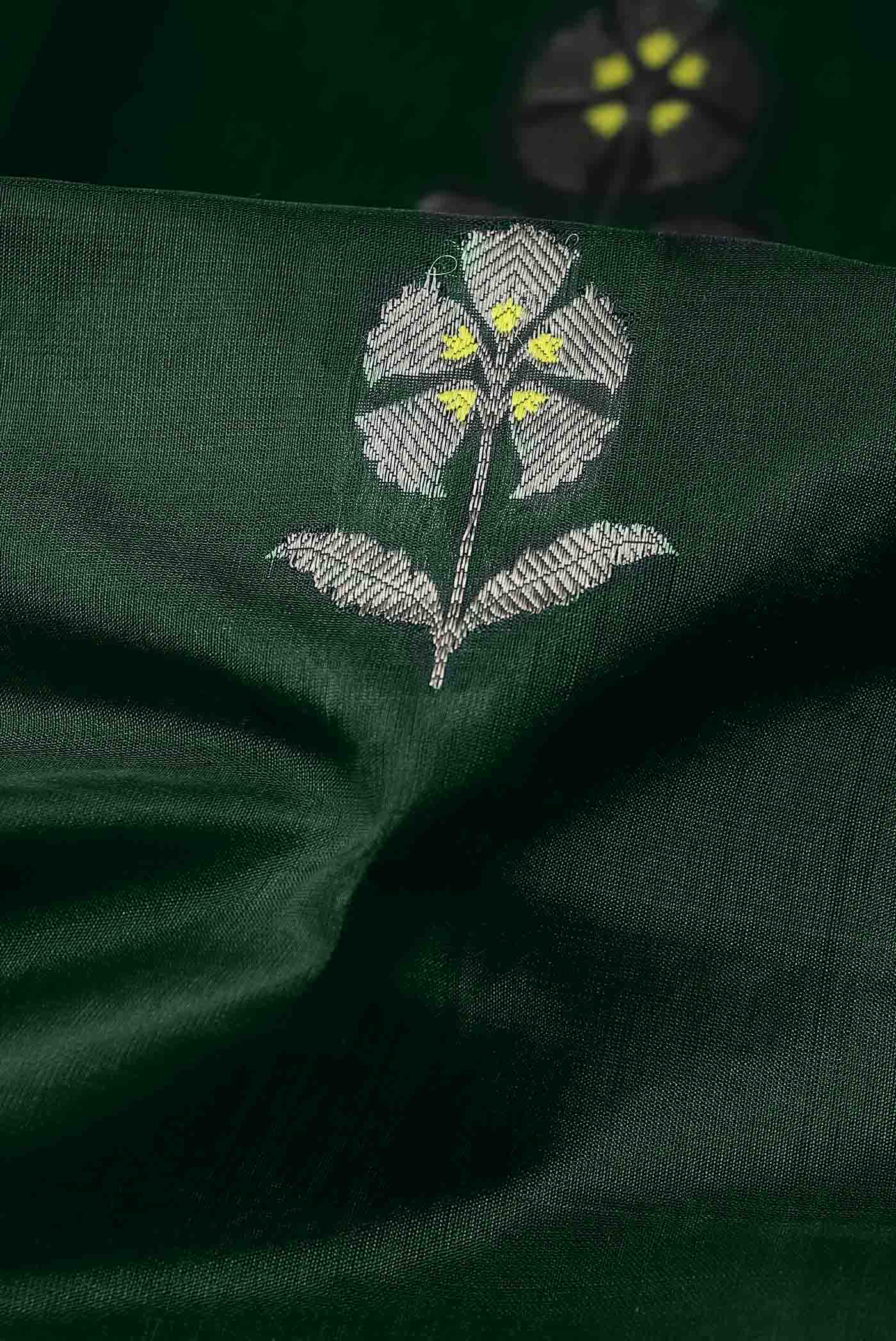 Bottle Green Chanderi Silk Saree
