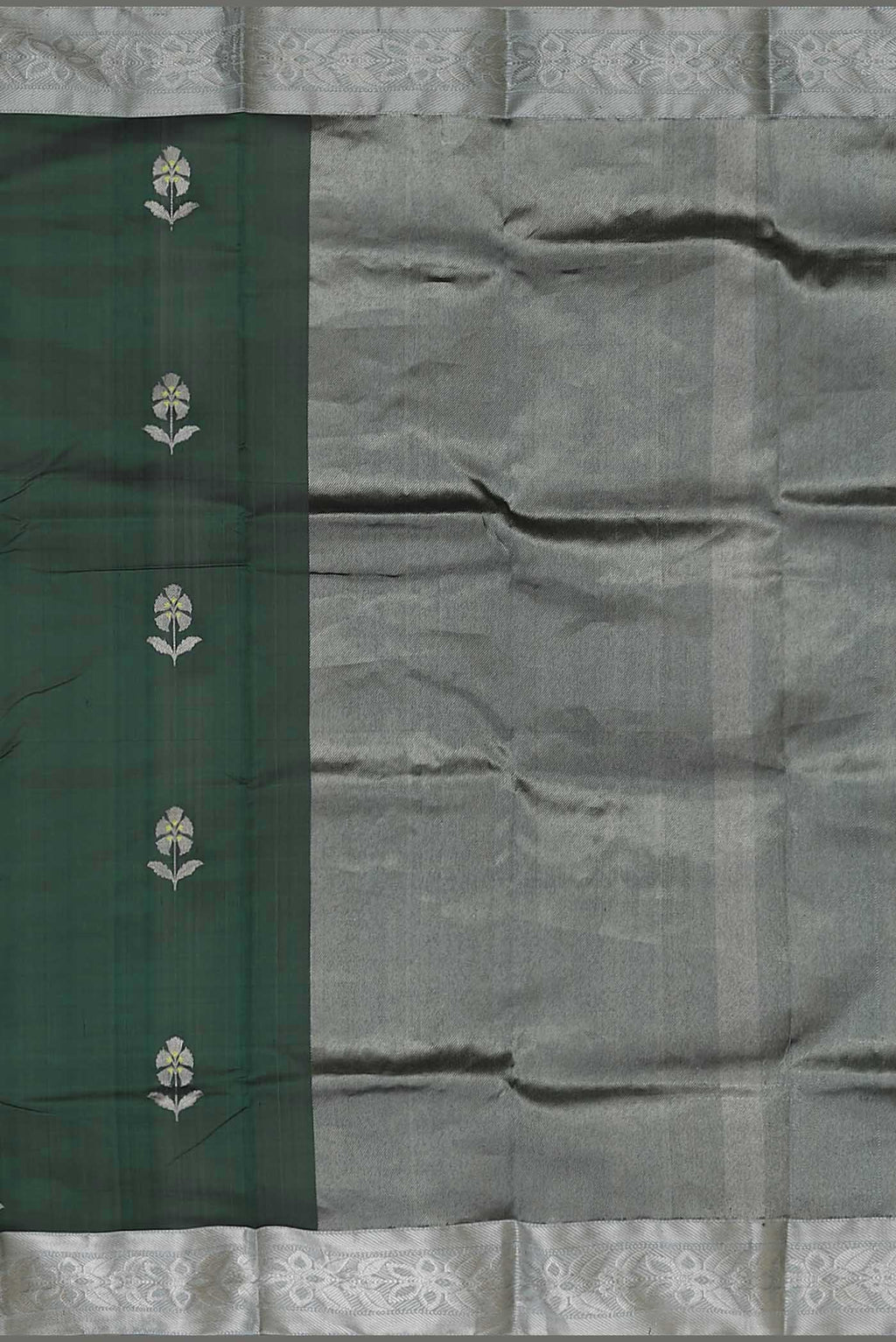 Bottle Green Chanderi Silk Saree