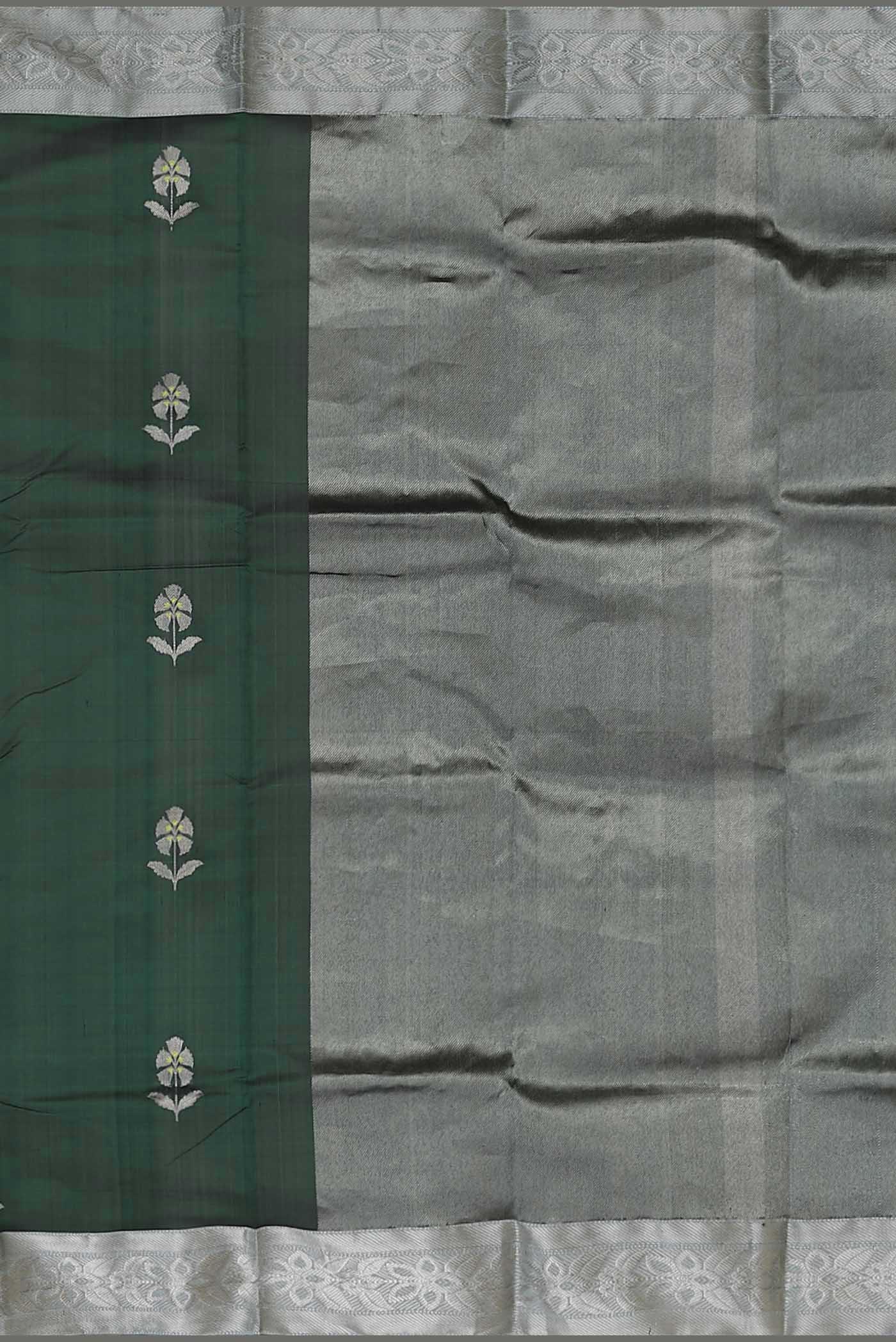 Bottle Green Chanderi Silk Saree