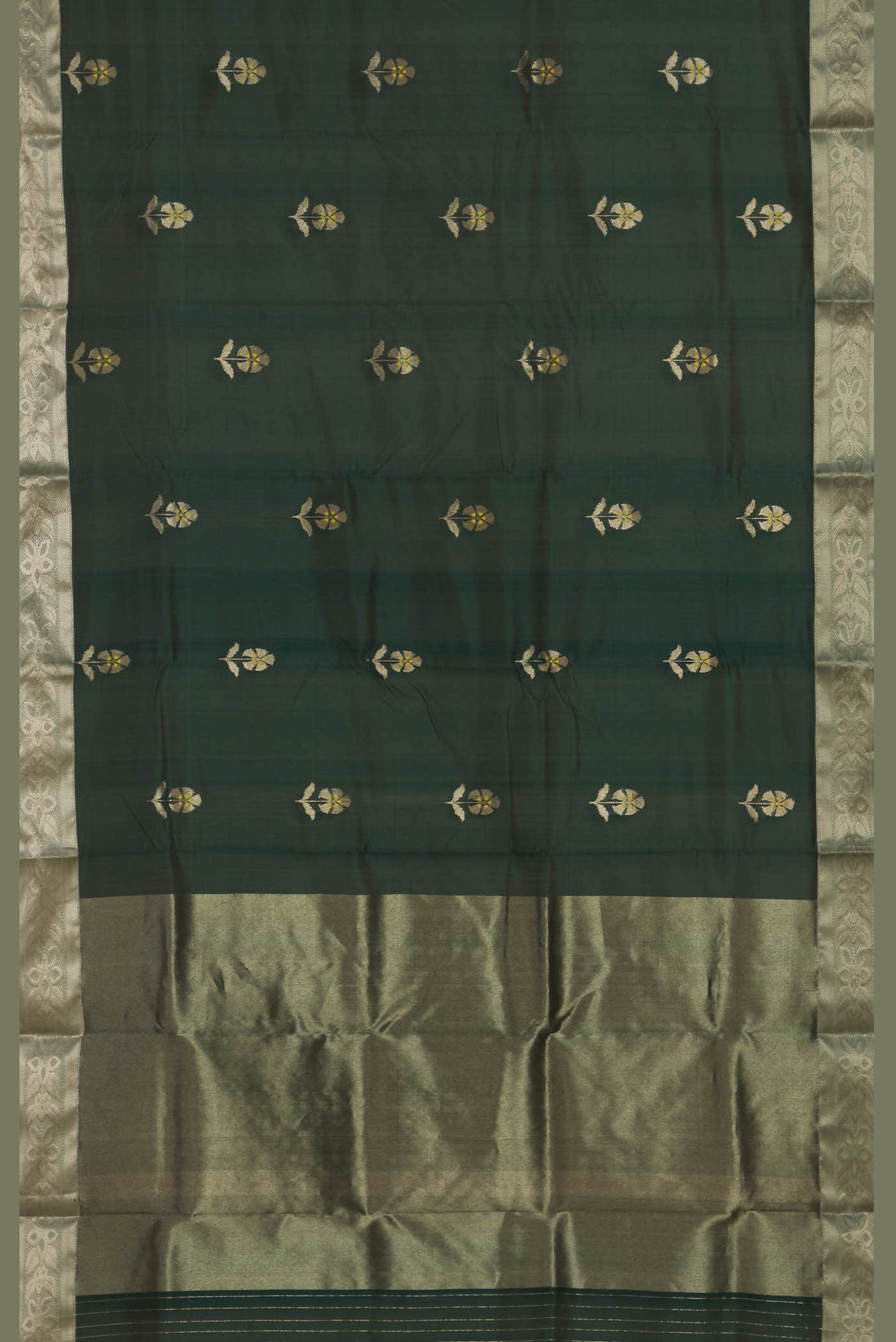Bottle Green Chanderi Silk Saree