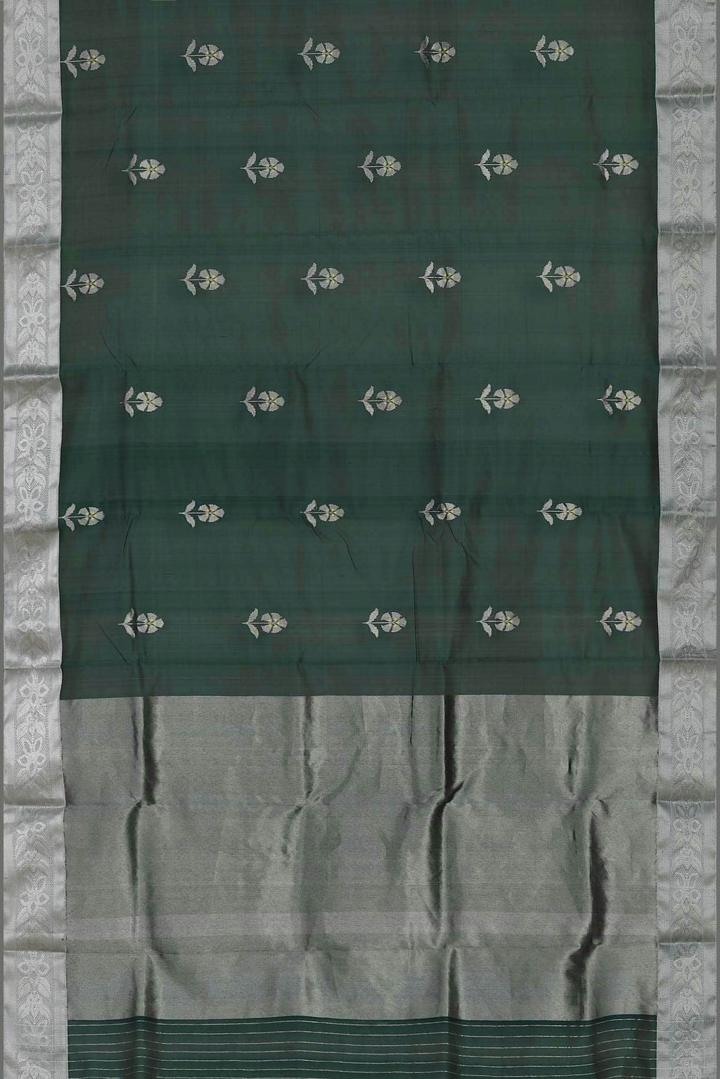 Bottle Green Chanderi Silk Saree