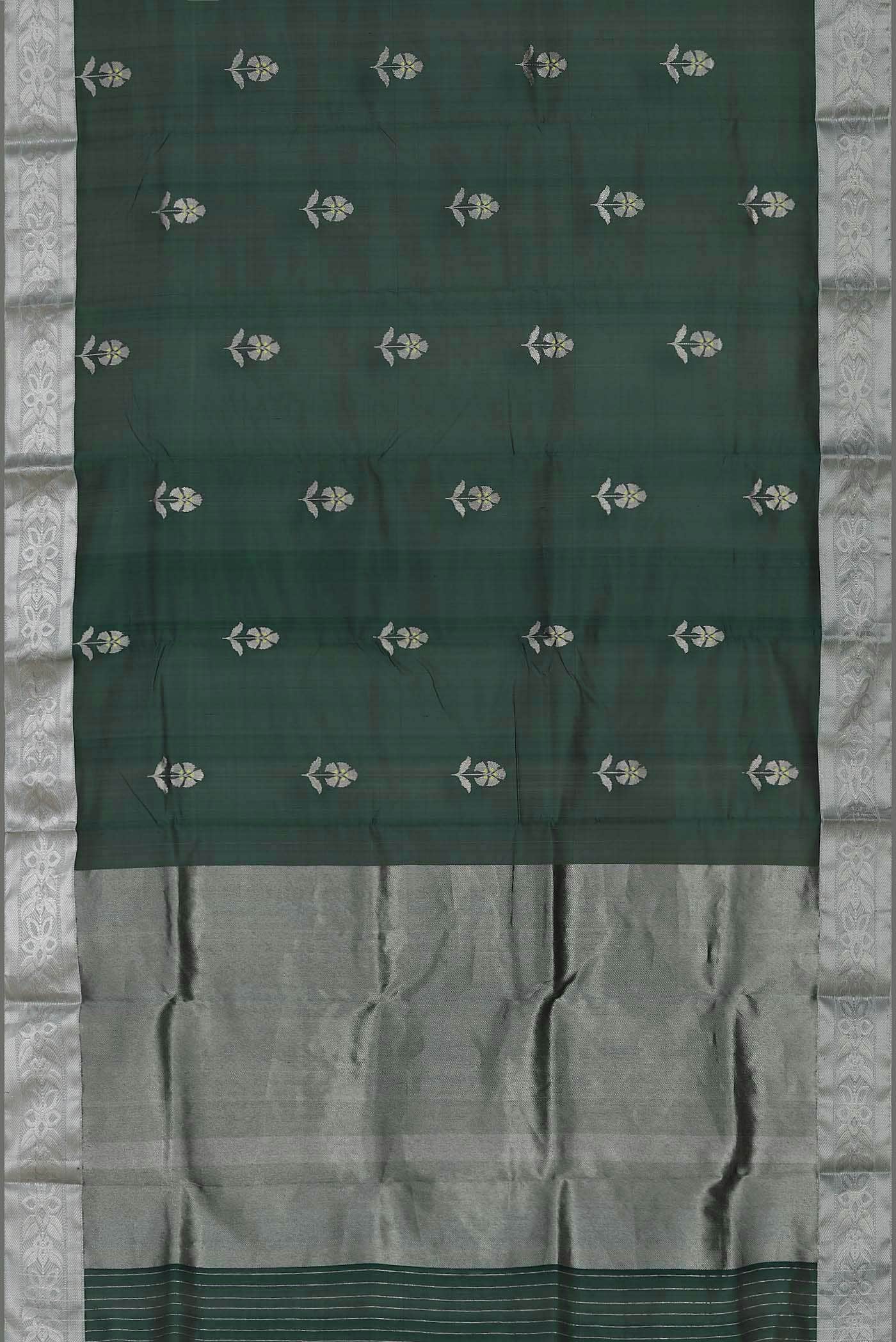 Bottle Green Chanderi Silk Saree