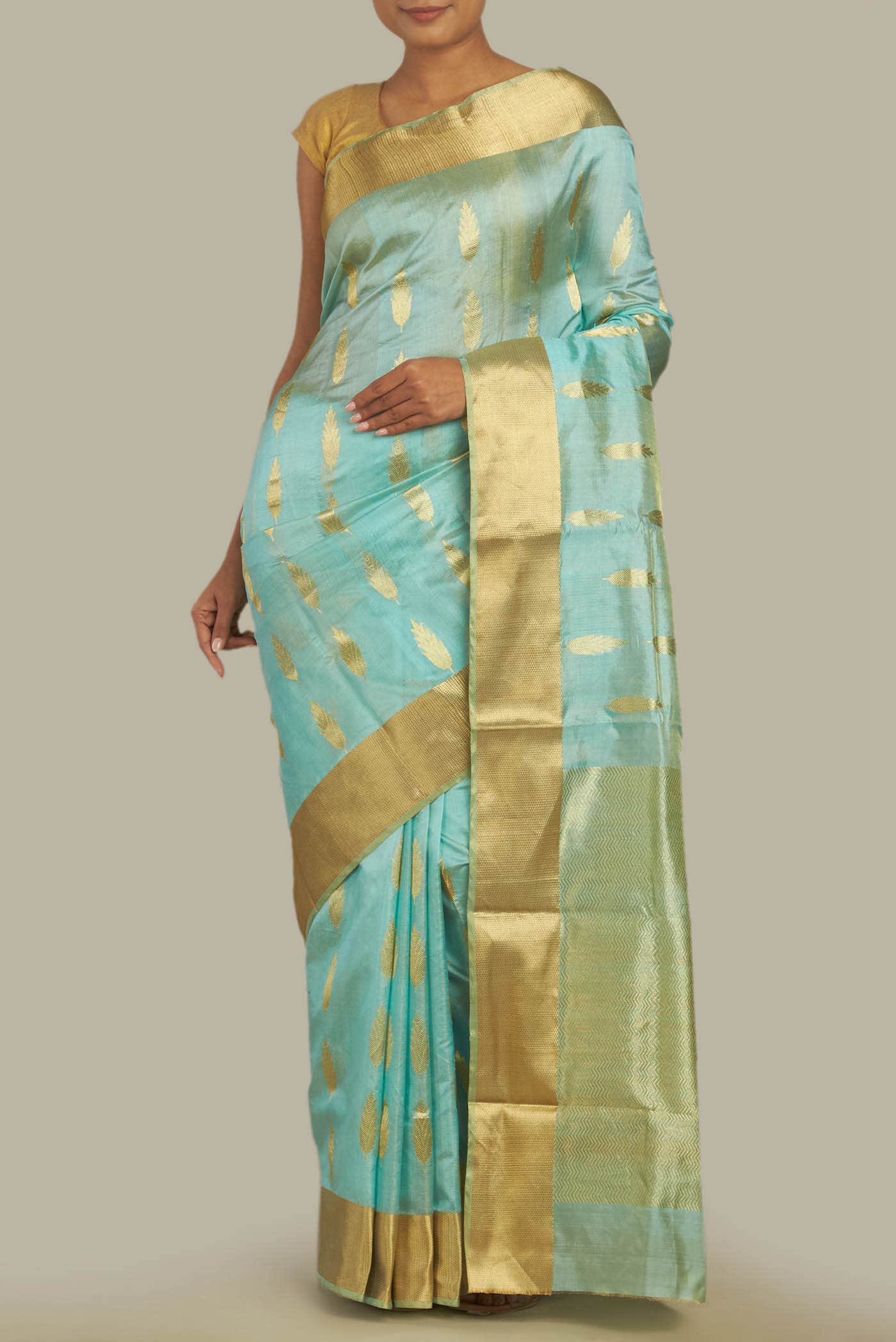 Blue Chanderi Silk Saree