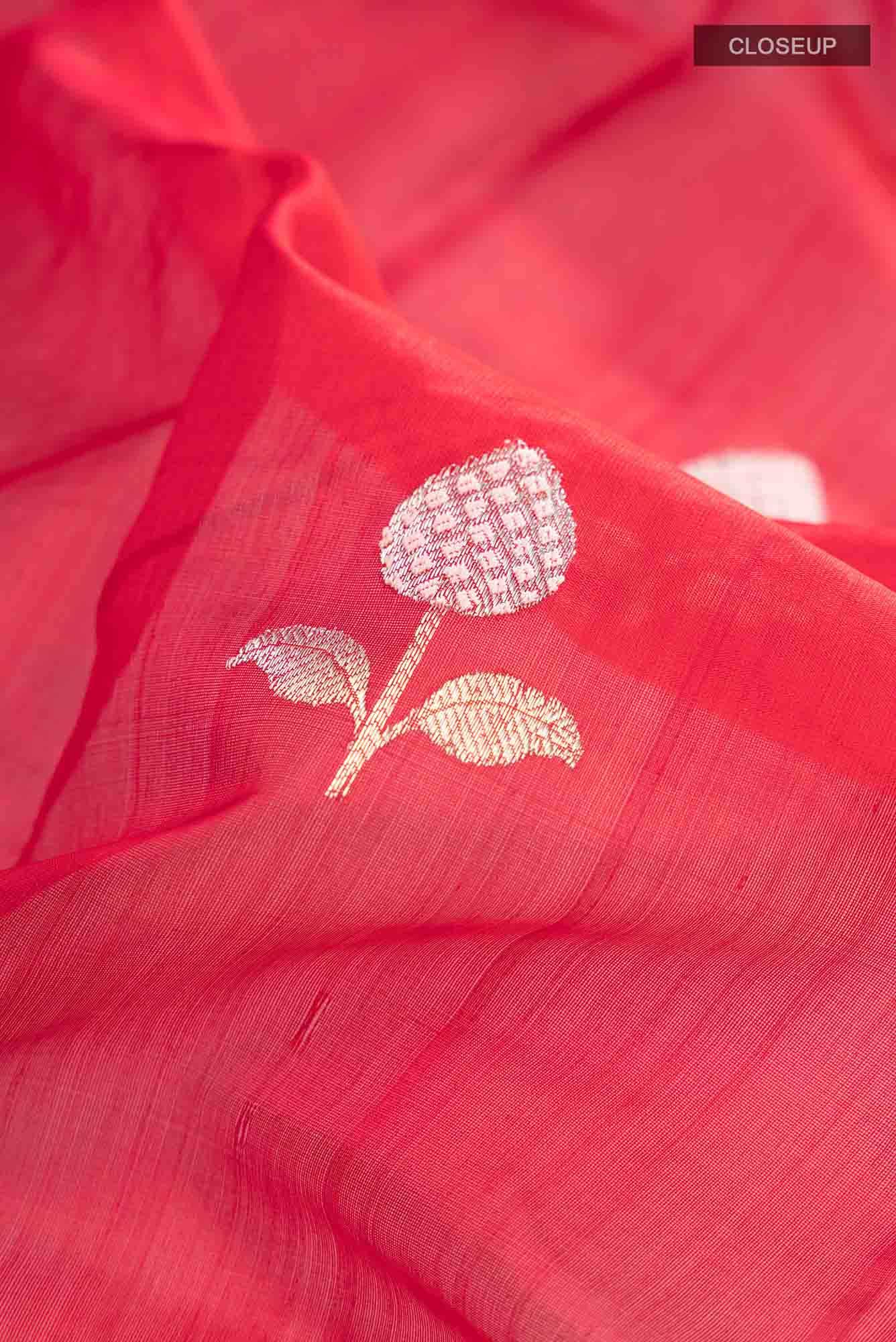 Red Chanderi Silk Saree