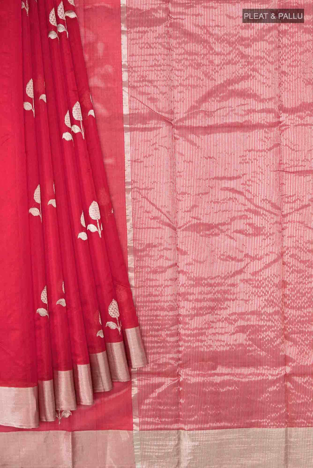 Red Chanderi Silk Saree