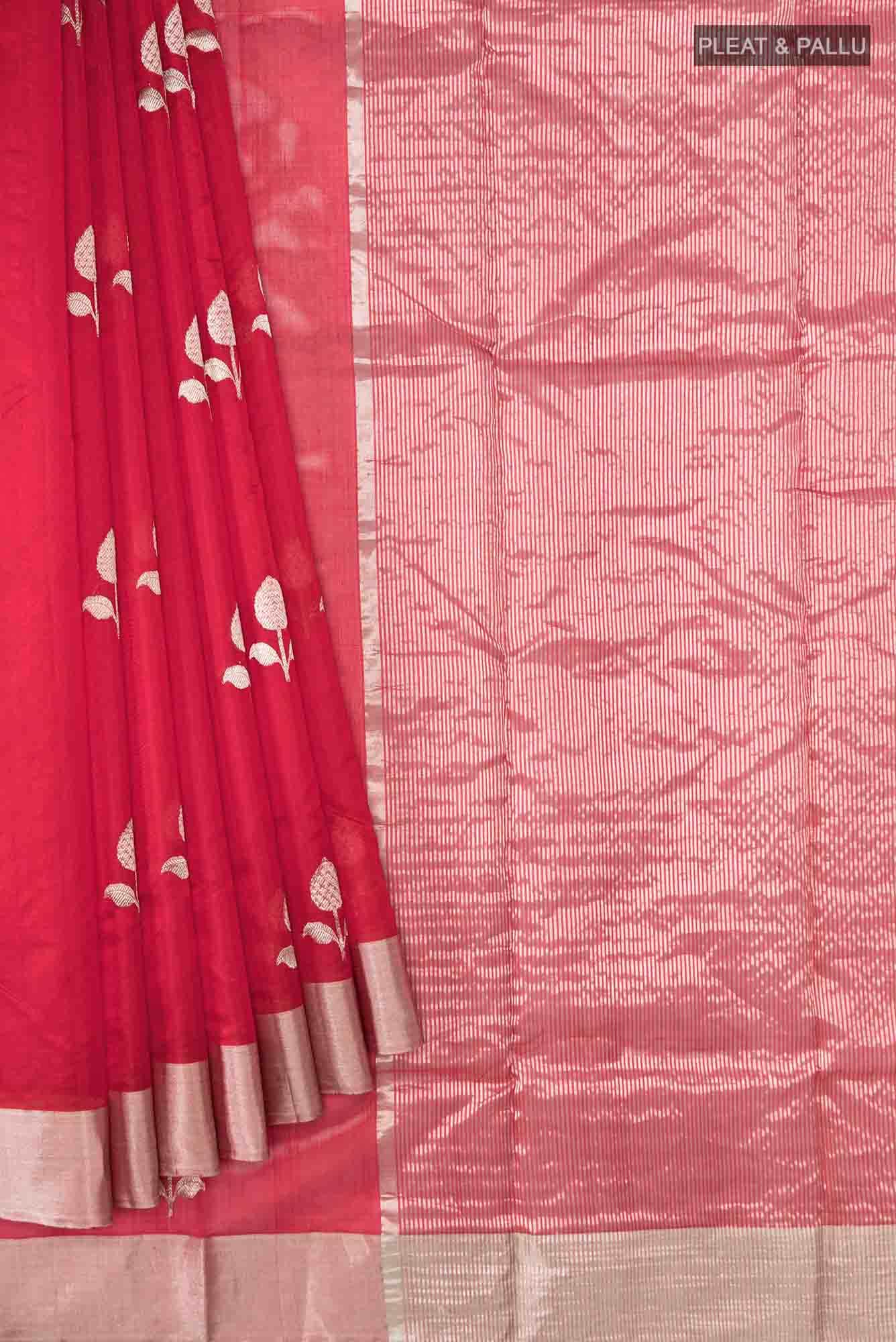 Red Chanderi Silk Saree