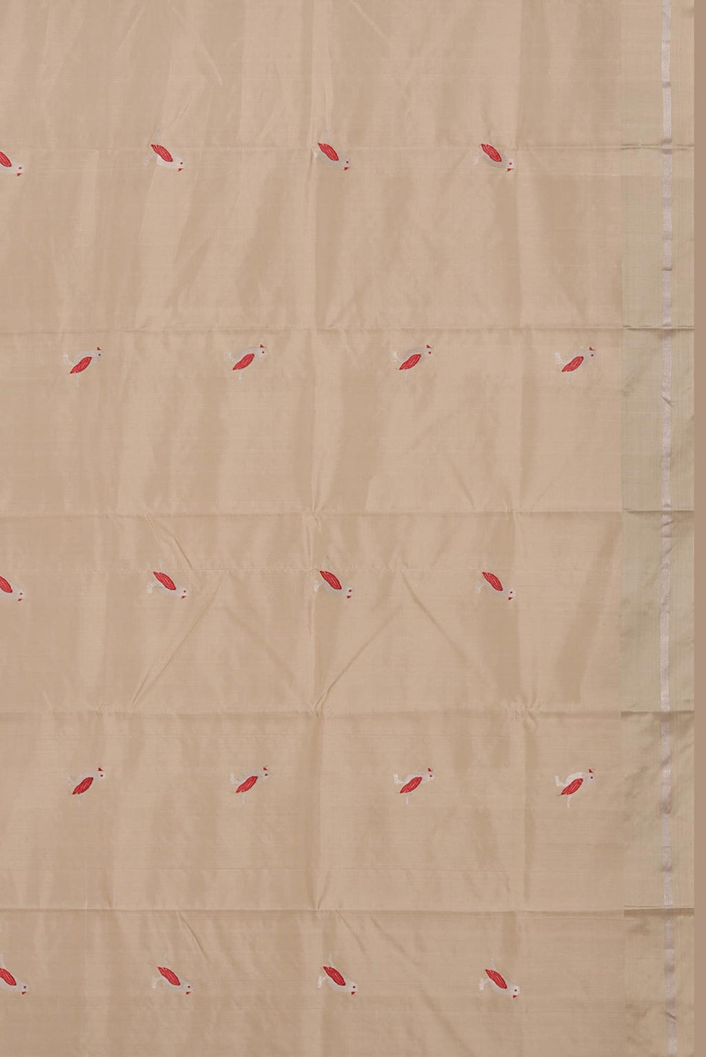 Cream Chanderi Silk Saree
