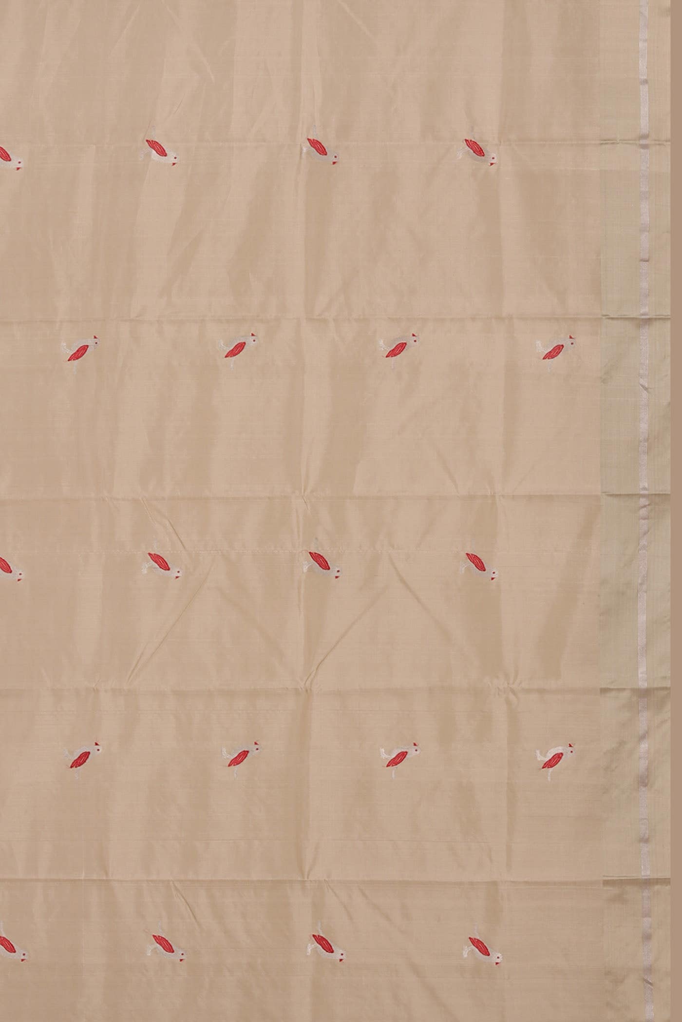 Cream Chanderi Silk Saree