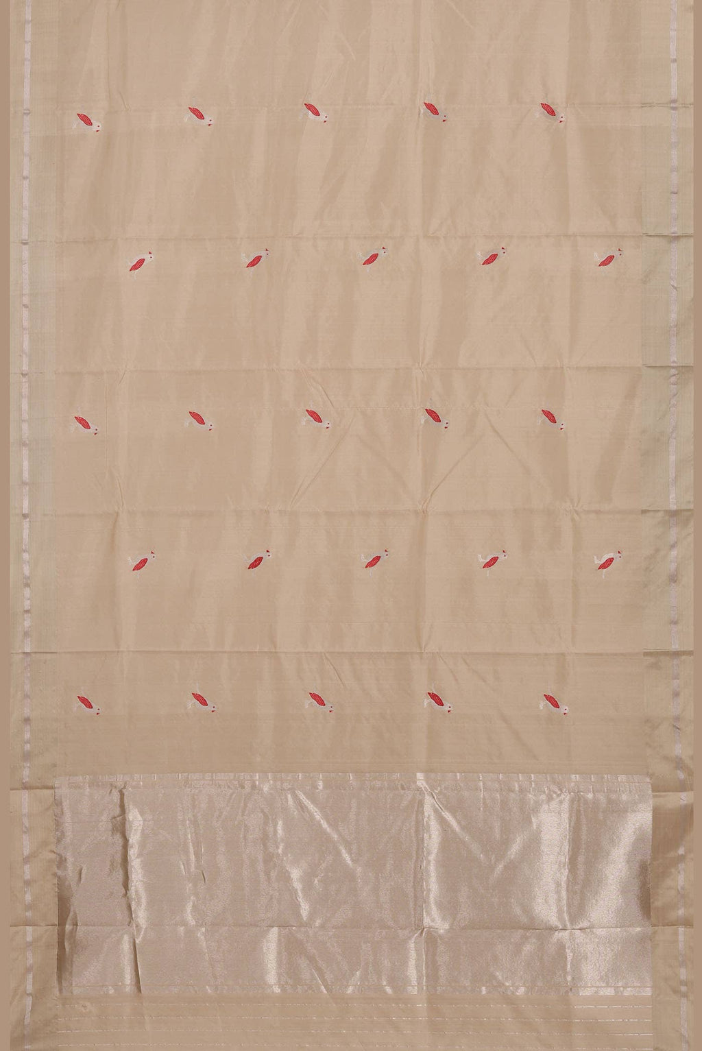 Cream Chanderi Silk Saree