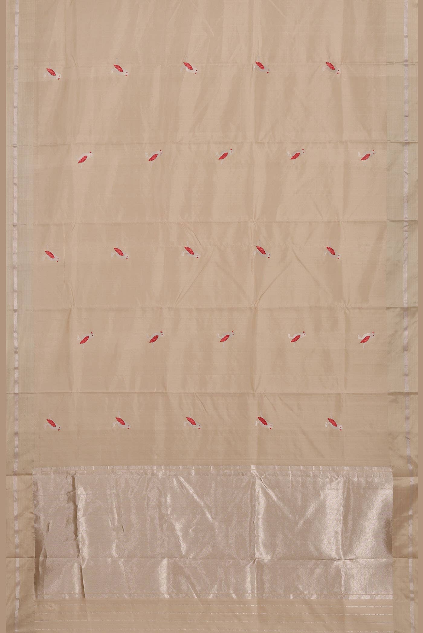 Cream Chanderi Silk Saree