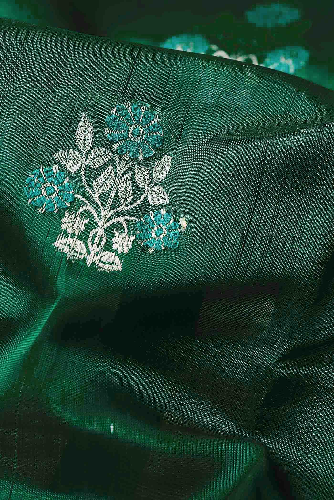 Green Chanderi Silk Cotton Saree
