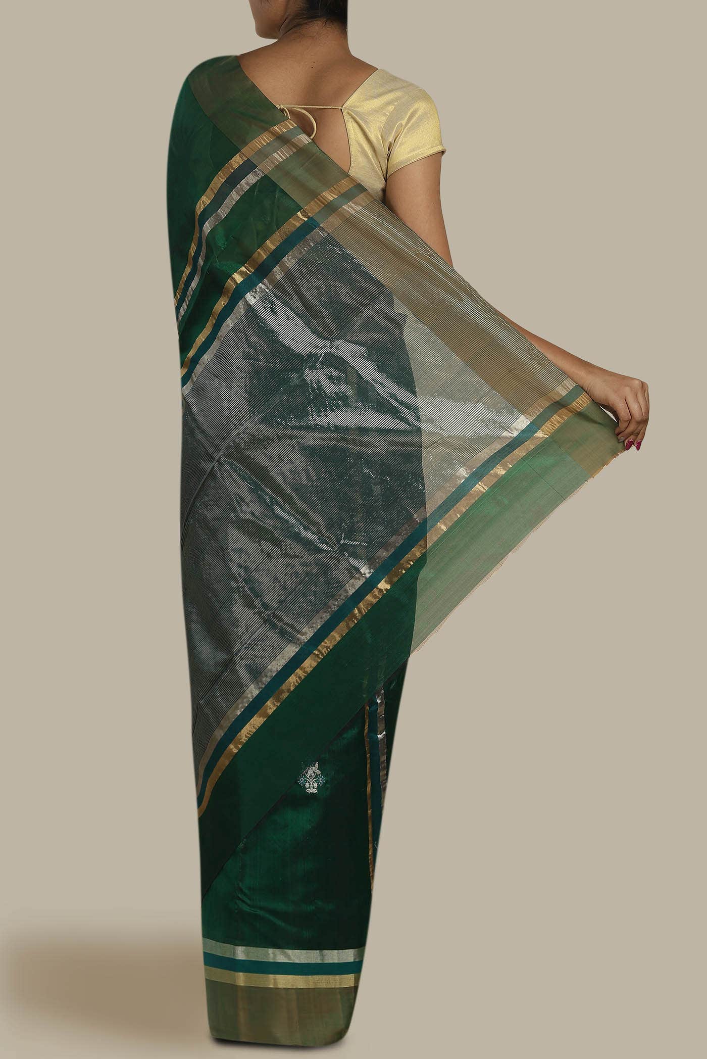 Green Chanderi Silk Cotton Saree