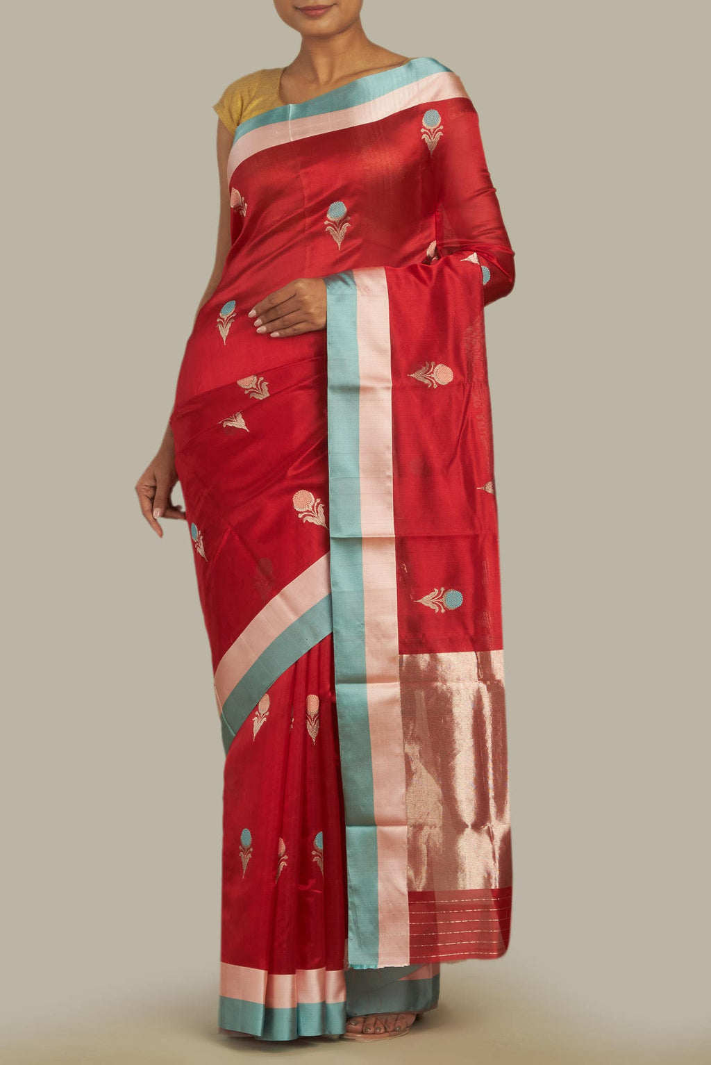 Red Chanderi Silk Saree