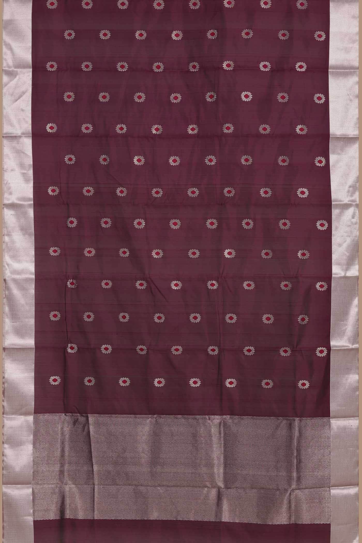 Burgundy Chanderi Silk Saree