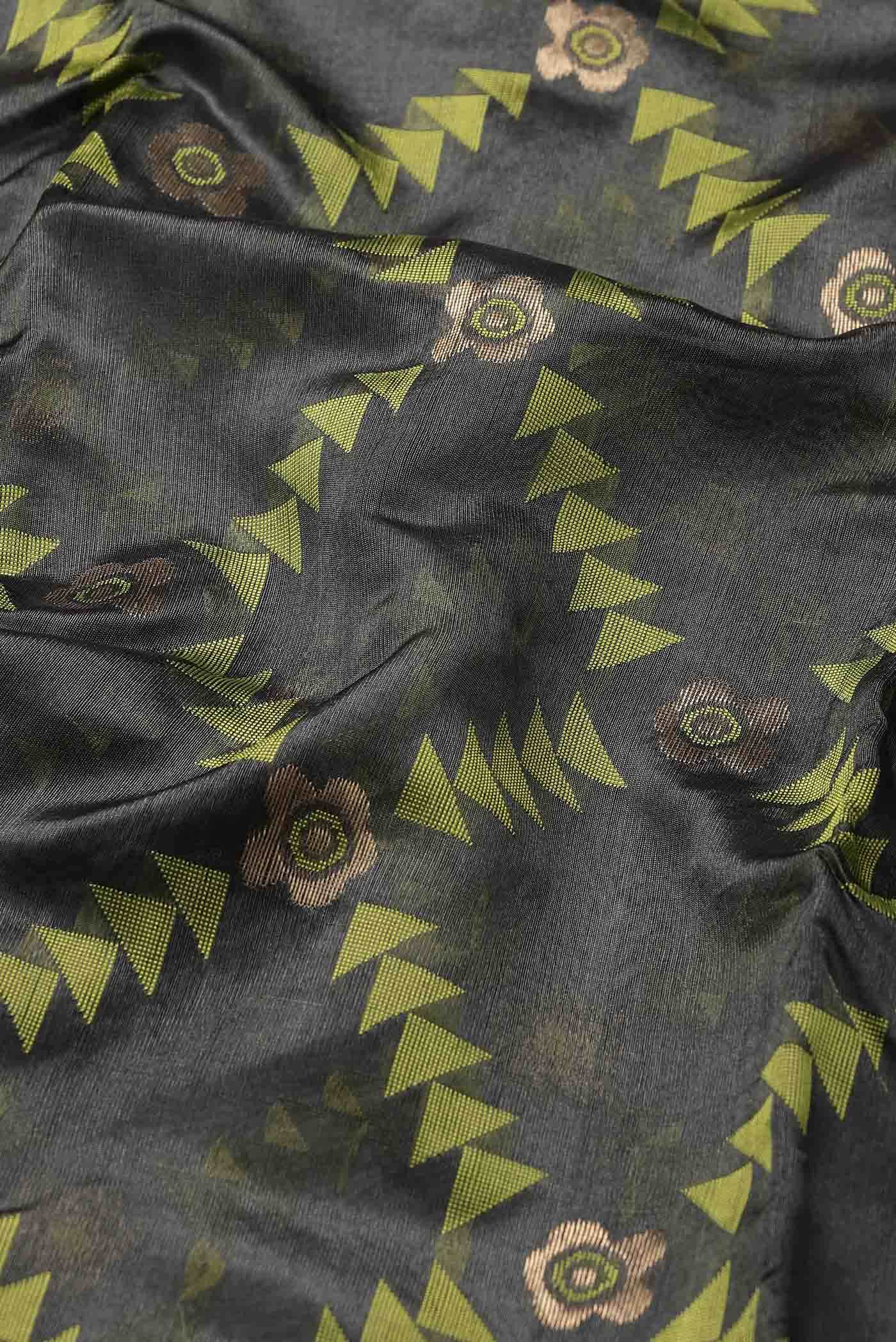 Grey Chanderi Silk Saree